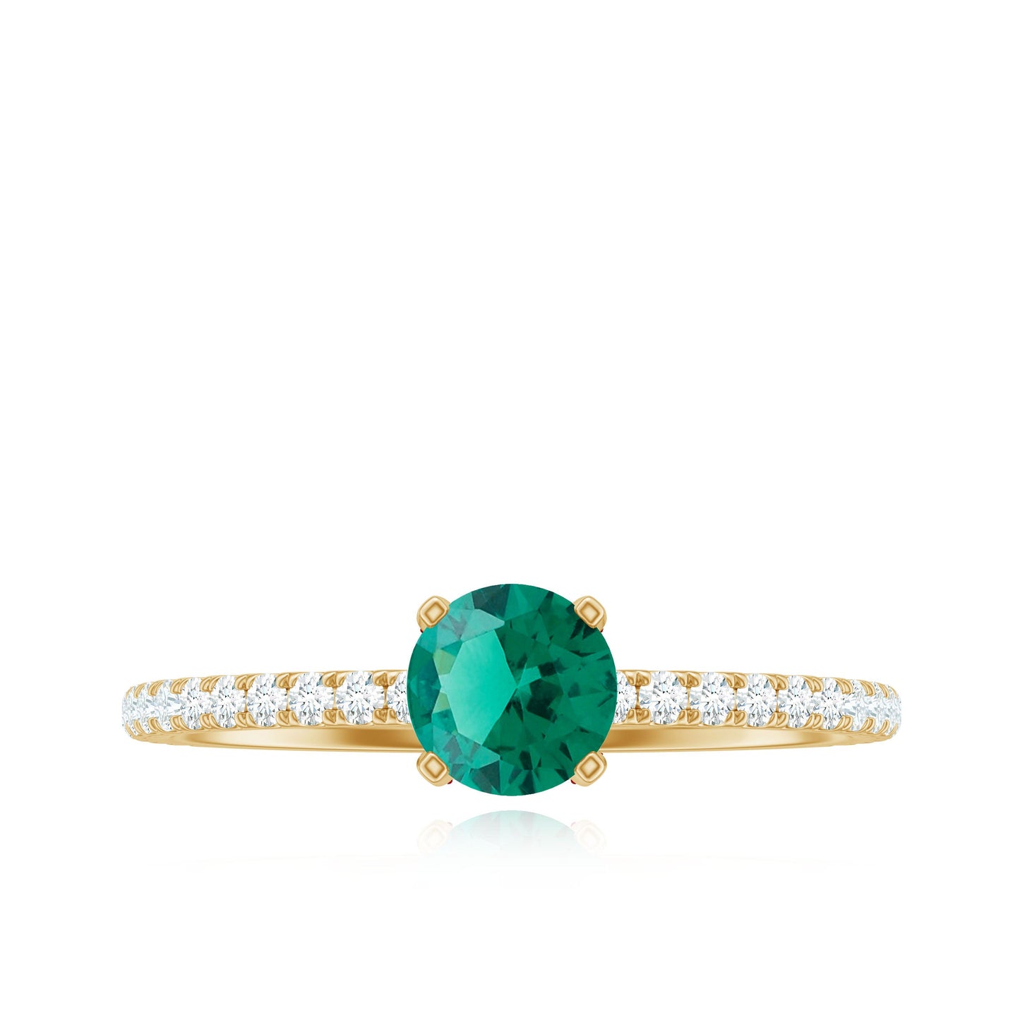 Certified Lab Grown Emerald Solitaire Engagement Ring with Diamond