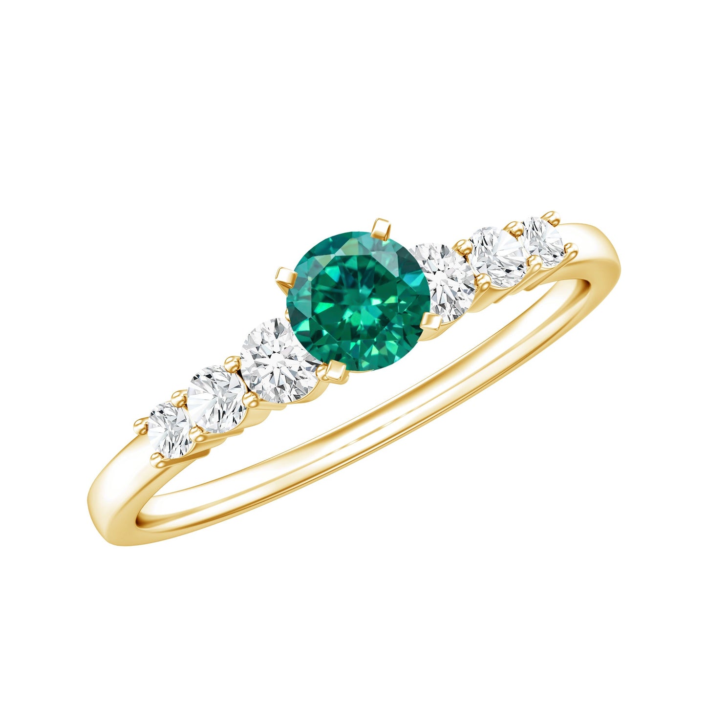 Round Lab Grown Emerald Diamond Promise Ring with Certificate