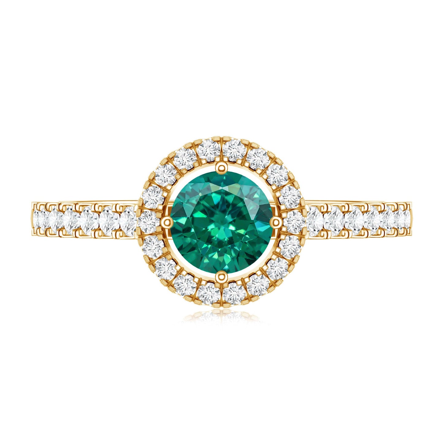 Certified Lab Grown Emerald Diamond Halo Engagement Ring