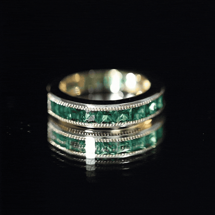 Princess Cut Lab Created Emerald Half Eternity Band