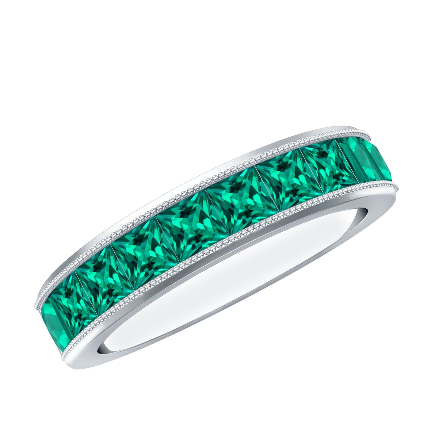 Princess Cut Lab Created Emerald Half Eternity Band