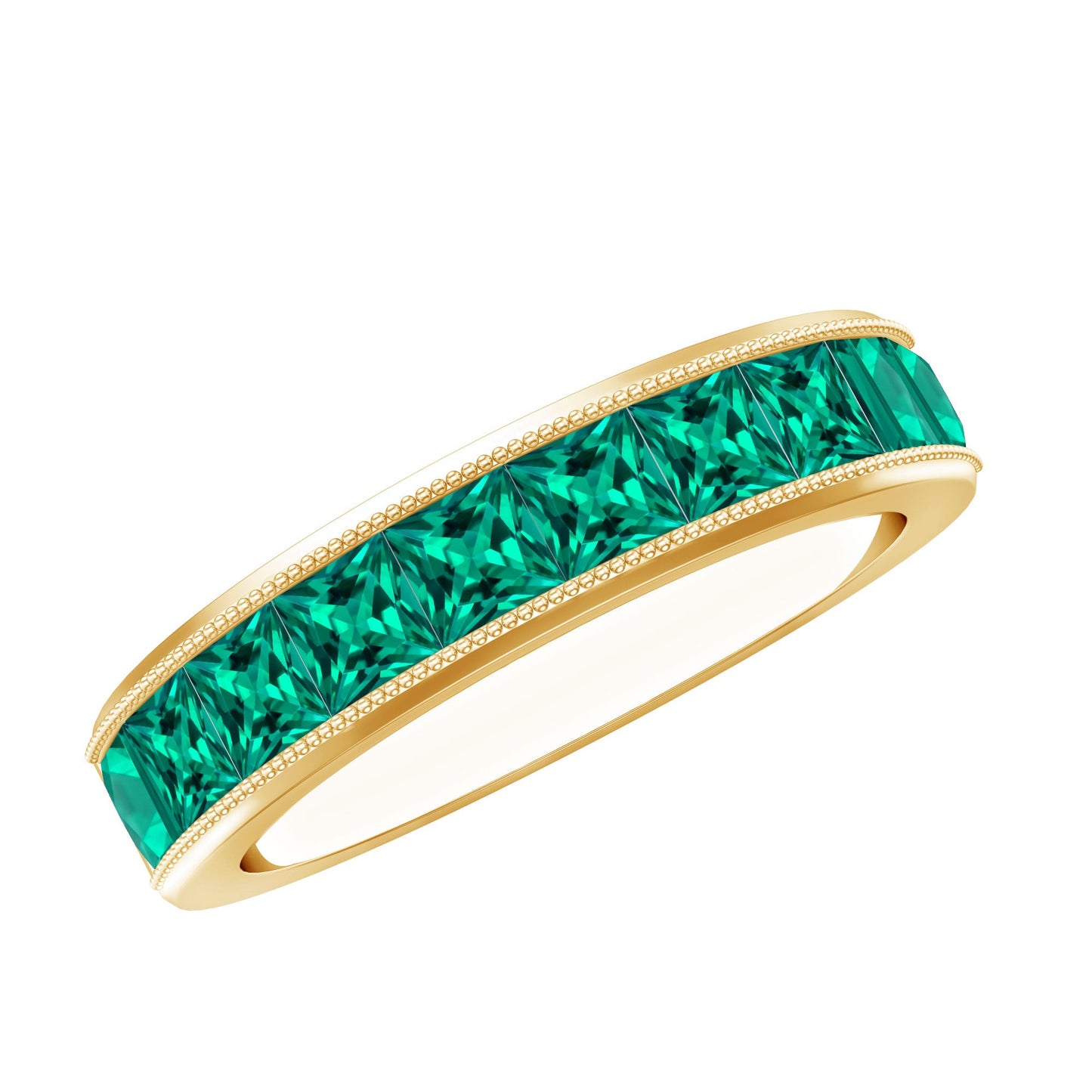 Princess Cut Lab Created Emerald Half Eternity Band
