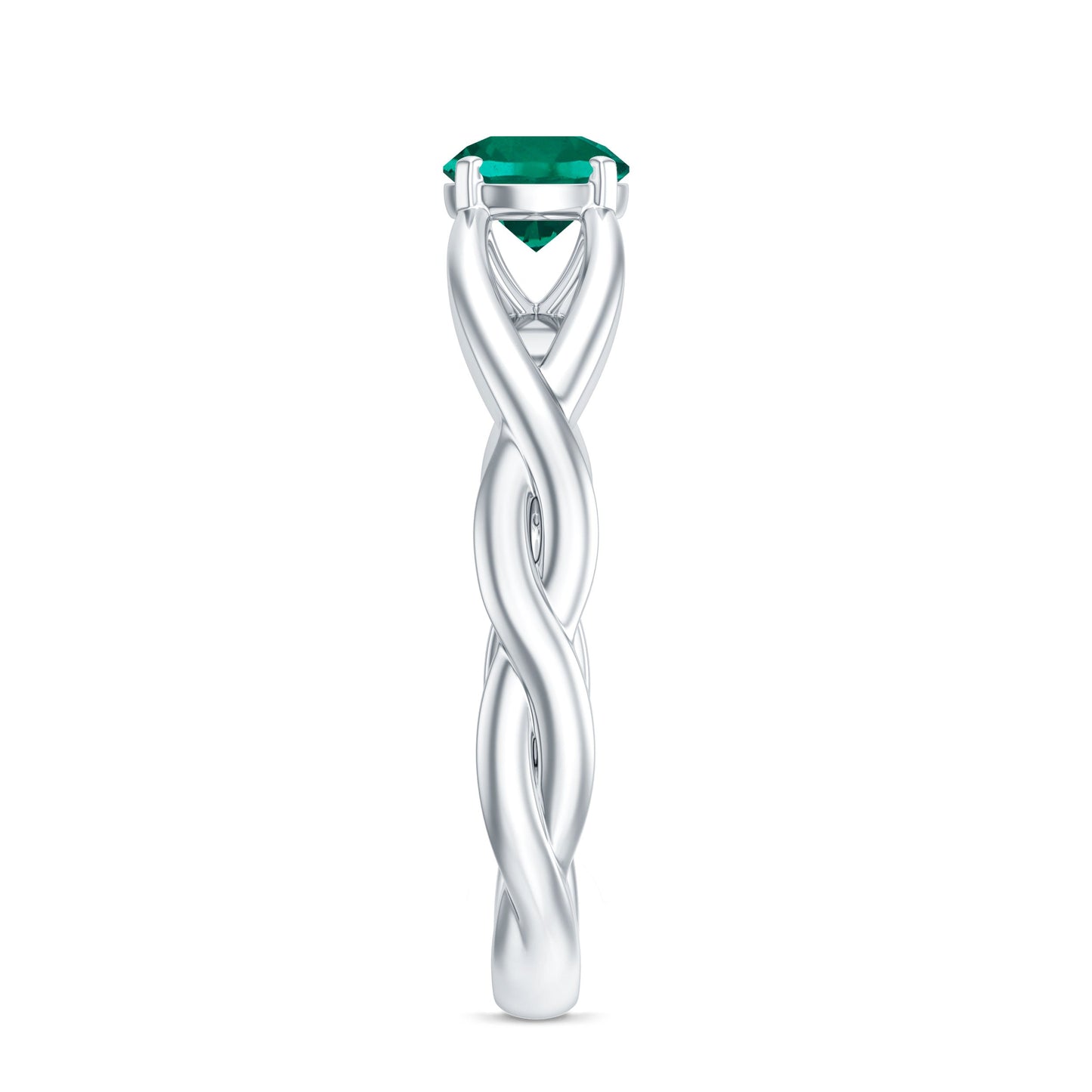 Certified Lab Grown Emerald Crossover Ring with Diamond