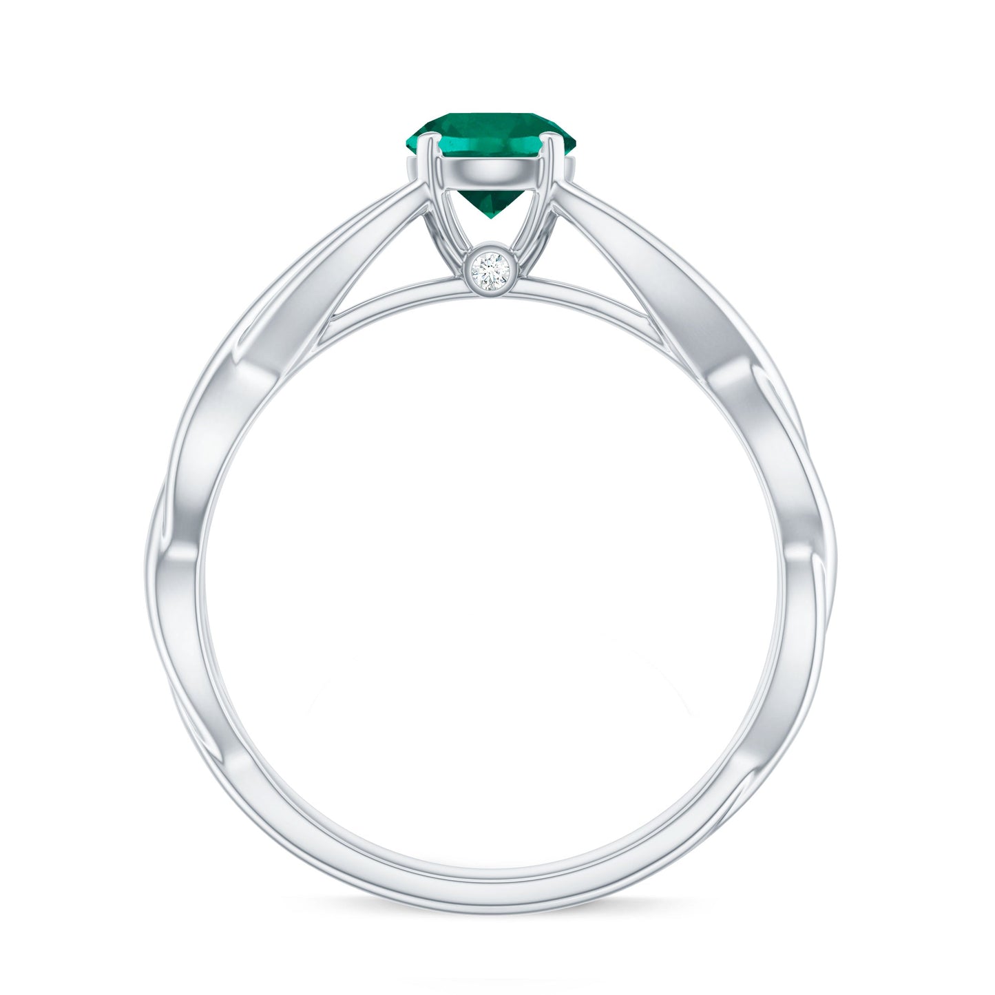 Certified Lab Grown Emerald Crossover Ring with Diamond