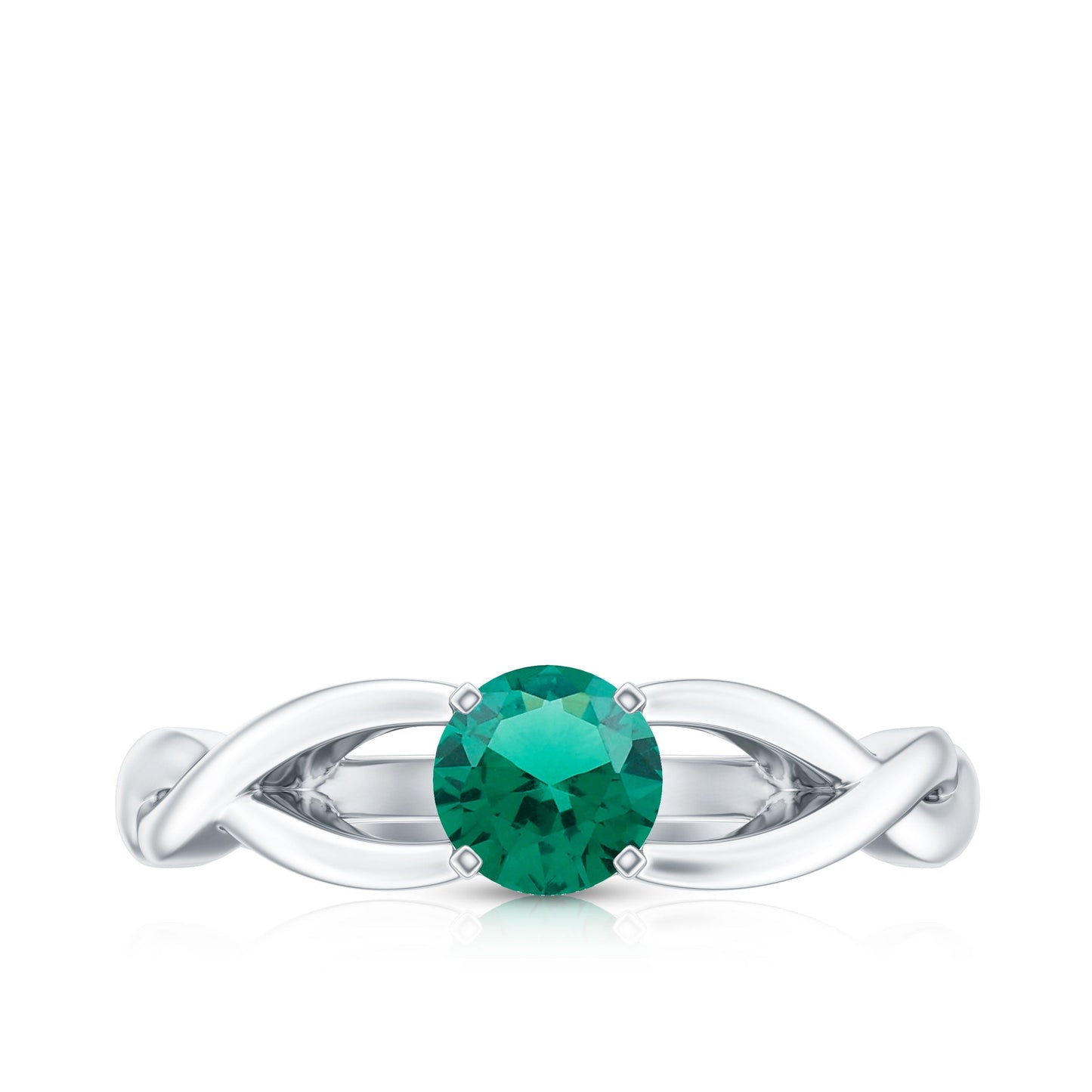 Certified Lab Grown Emerald Crossover Ring with Diamond