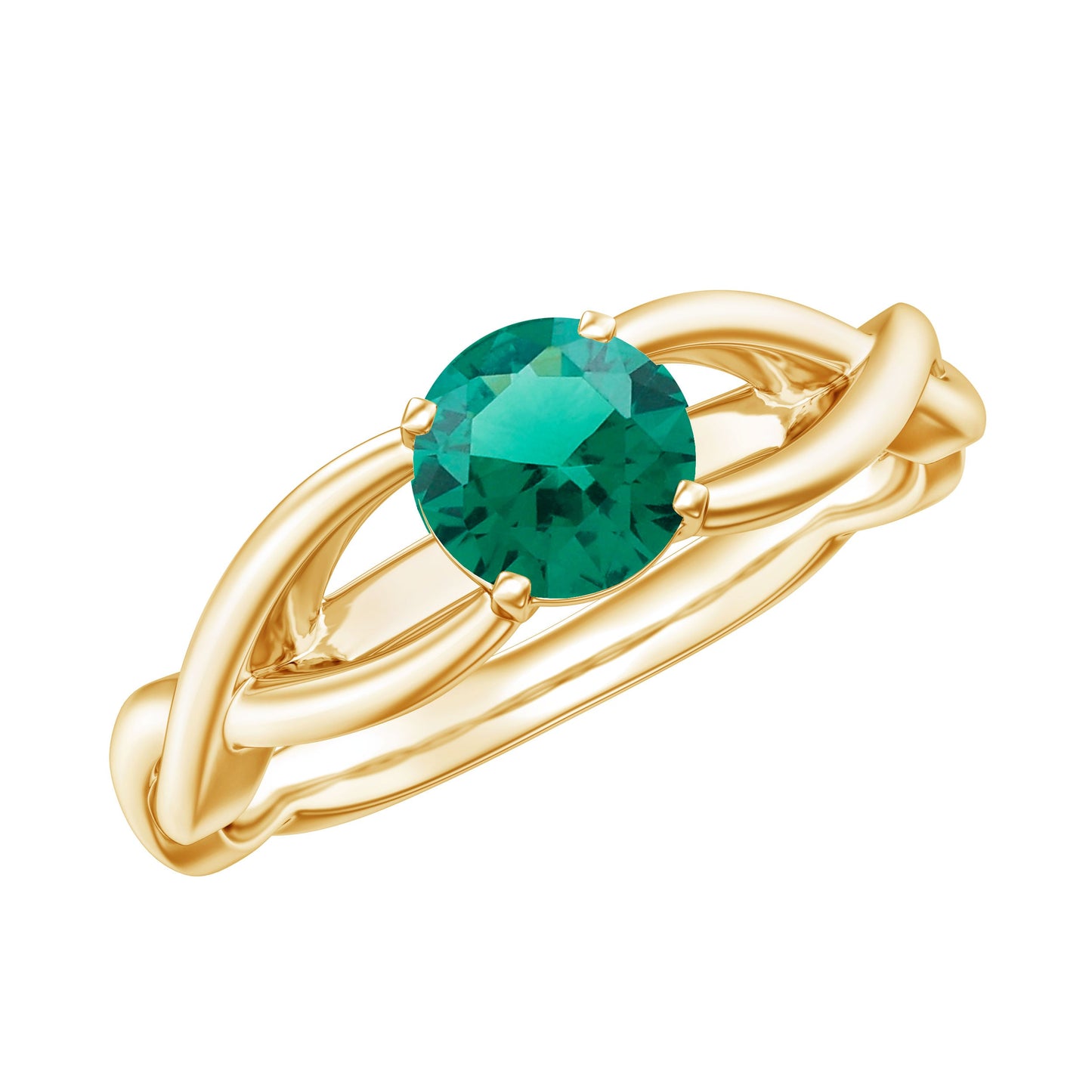 Certified Lab Grown Emerald Crossover Ring with Diamond