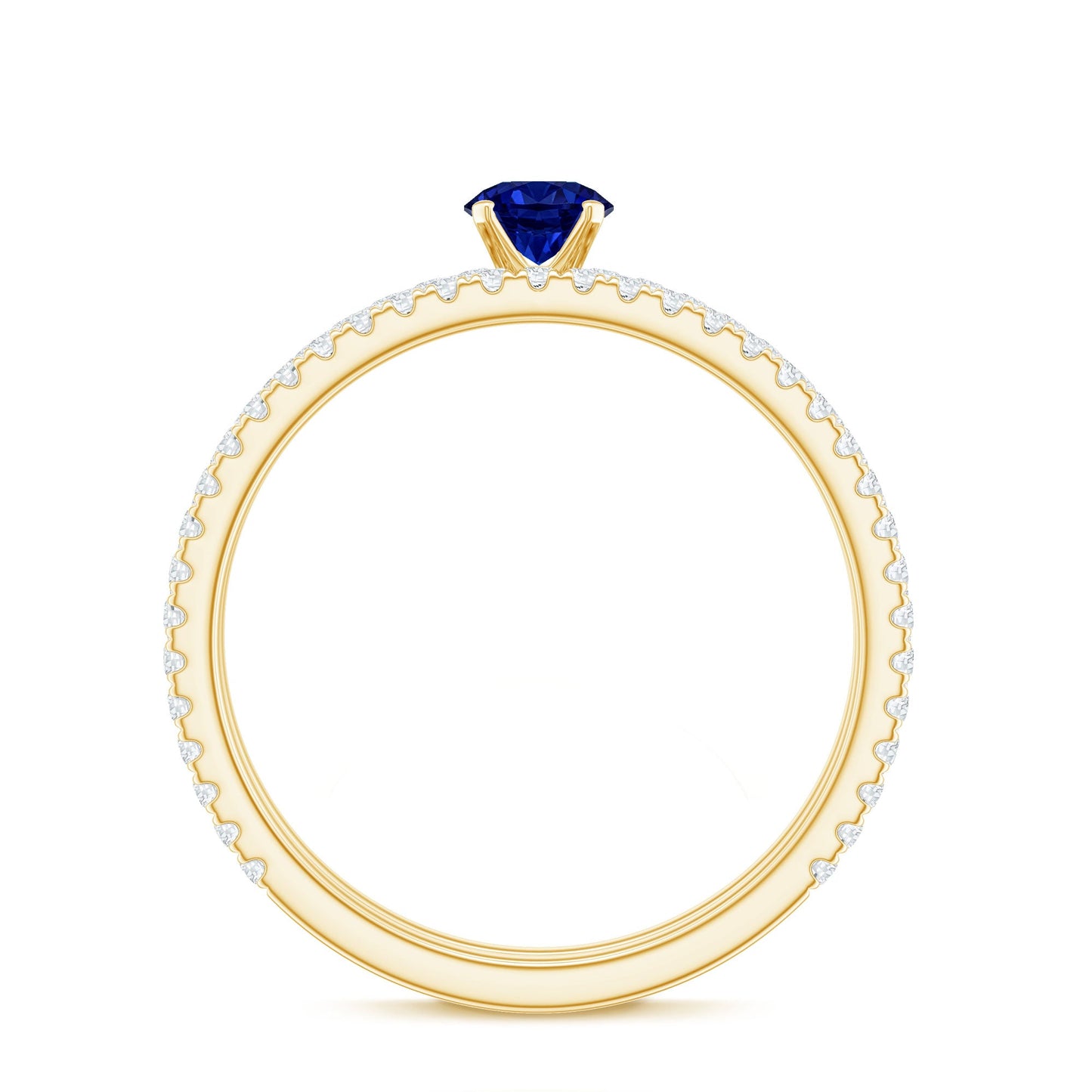 Certified 0.6 Carat Lab Grown Blue Sapphire Engagement Ring Set with Diamond