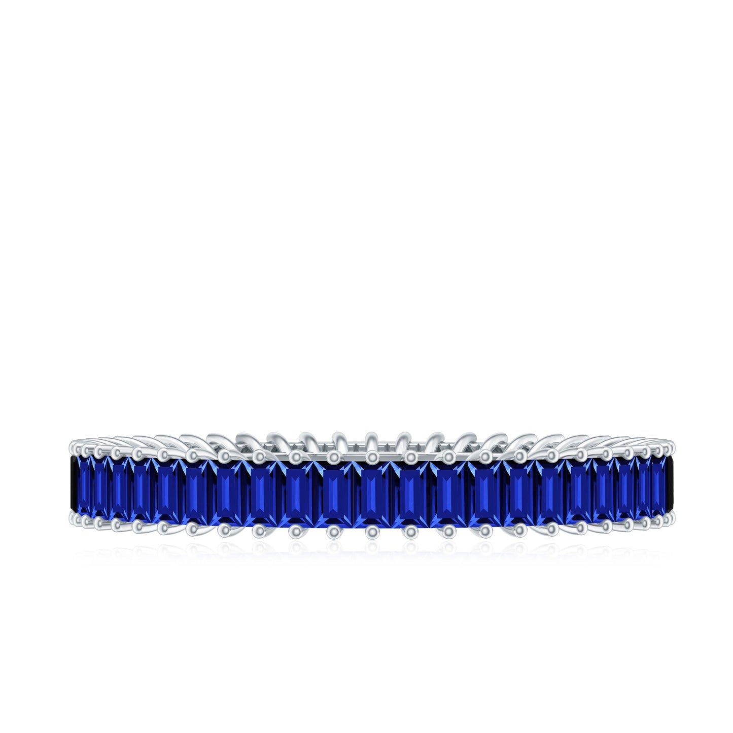 Certified Lab Grown Blue Sapphire Baguette Eternity Band Ring