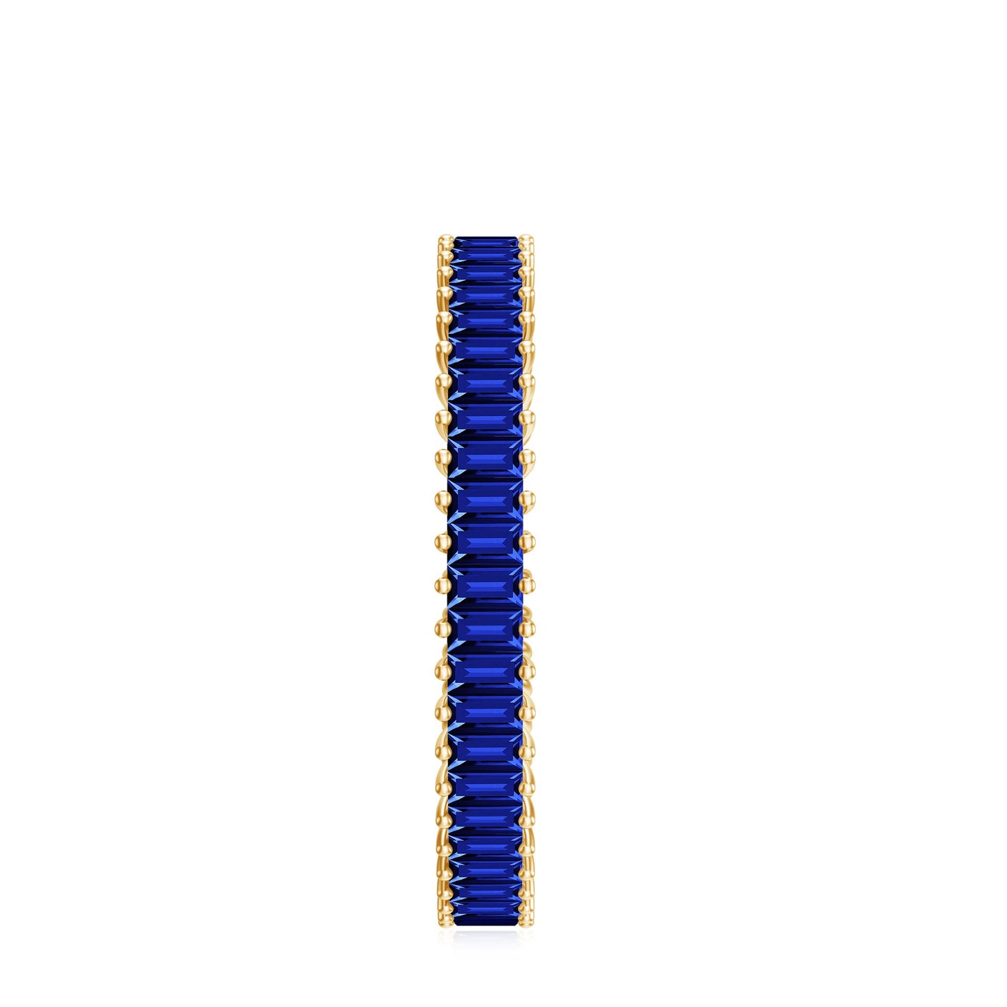 Certified Lab Grown Blue Sapphire Baguette Eternity Band Ring