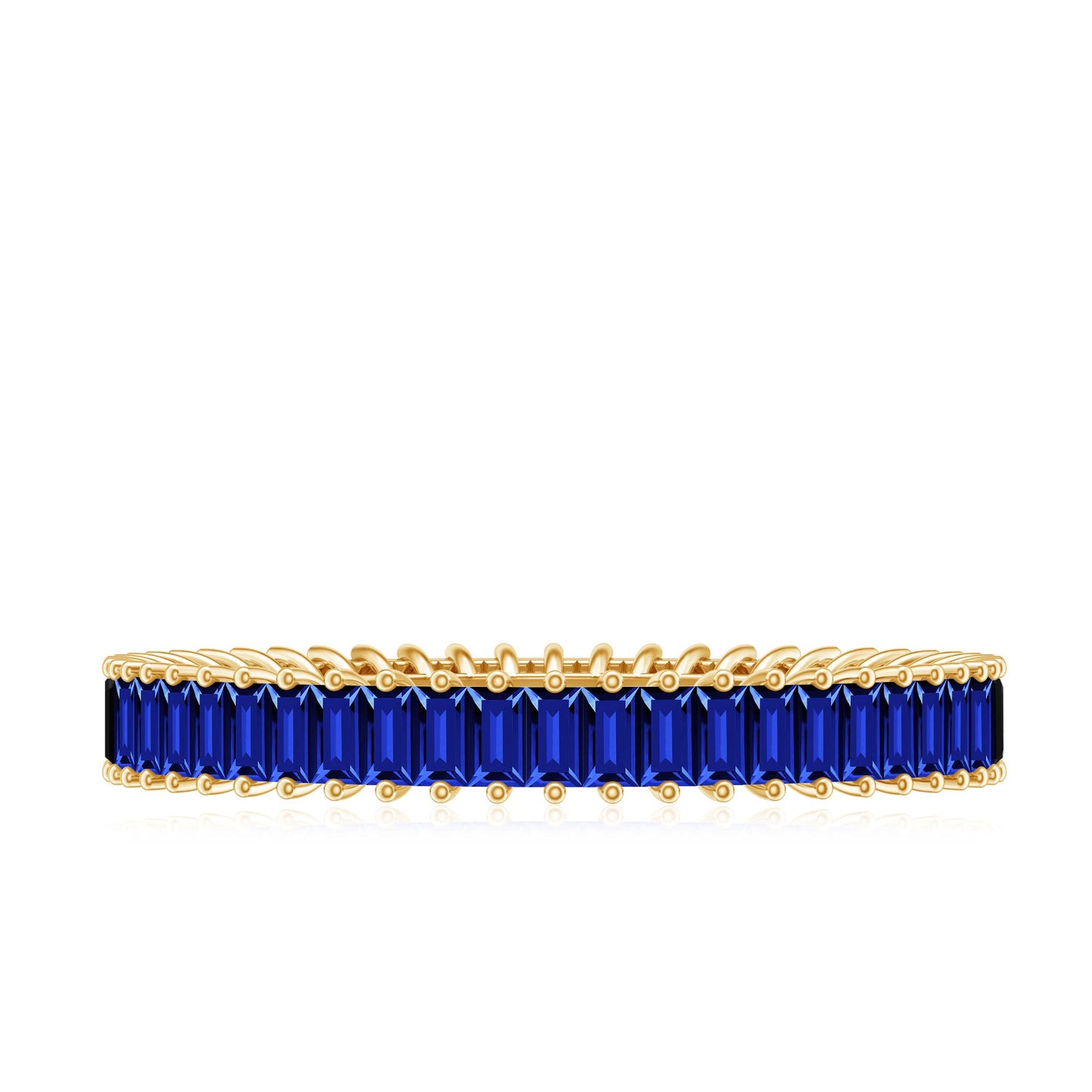 Certified Lab Grown Blue Sapphire Baguette Eternity Band Ring