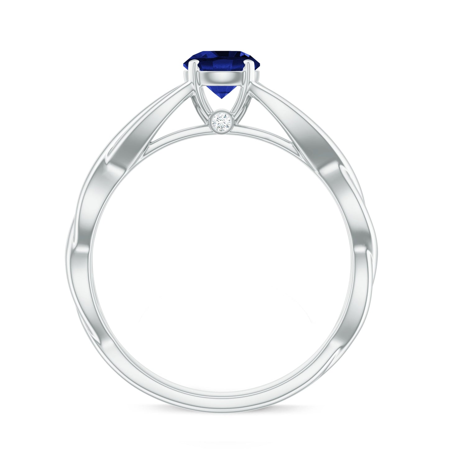 Certified 0.6 Carat Lab Grown Blue Sapphire Promise Ring with Surprise Diamond