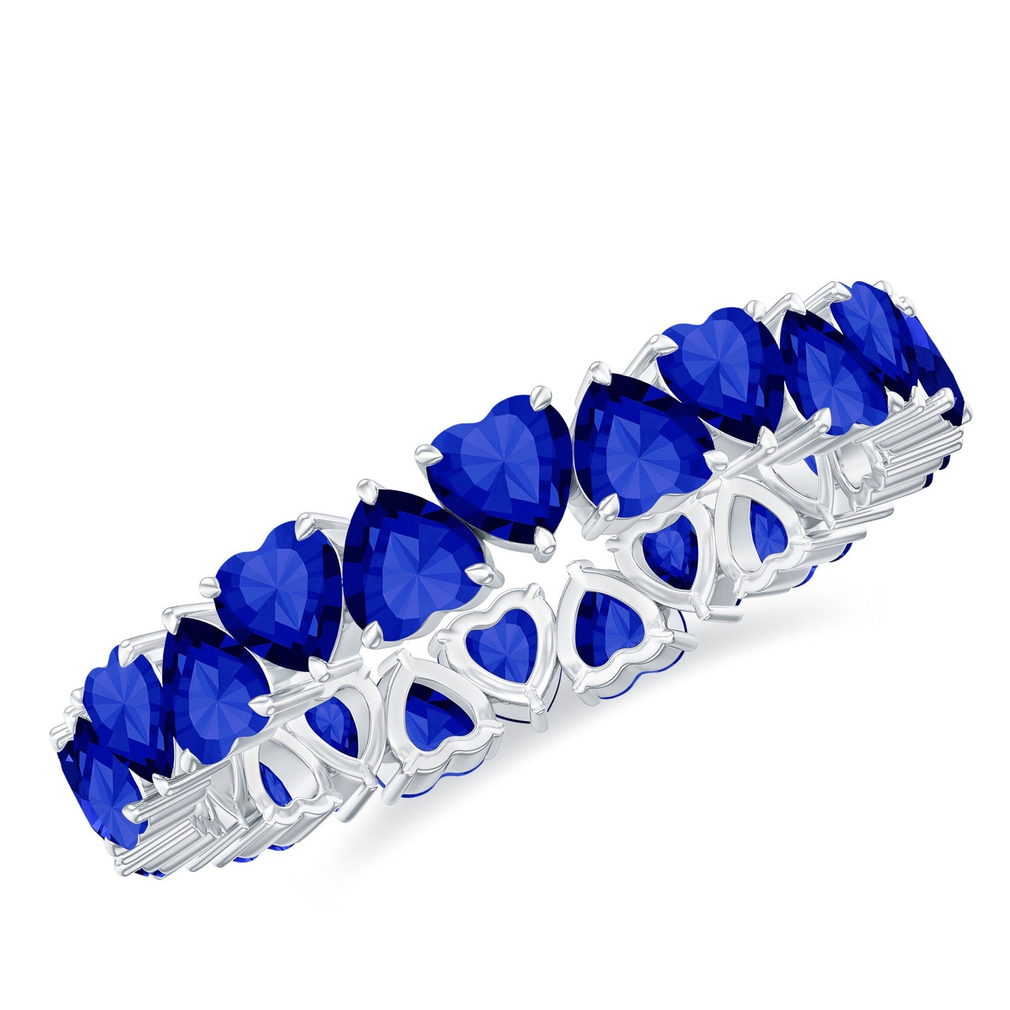 Certified Lab Grown Blue Sapphire Heart Eternity Band for Women