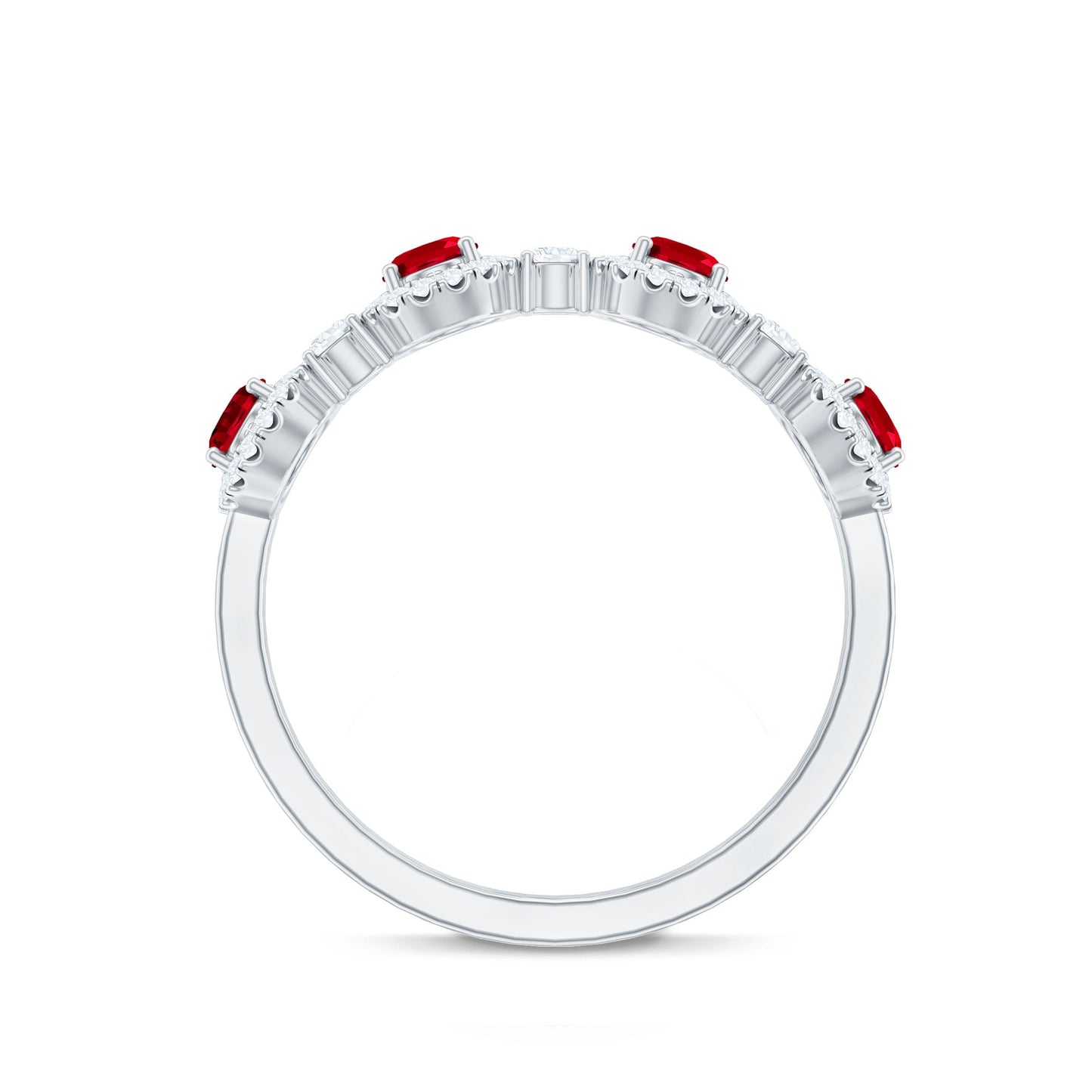 Lab Created Ruby and Diamond Wedding Band