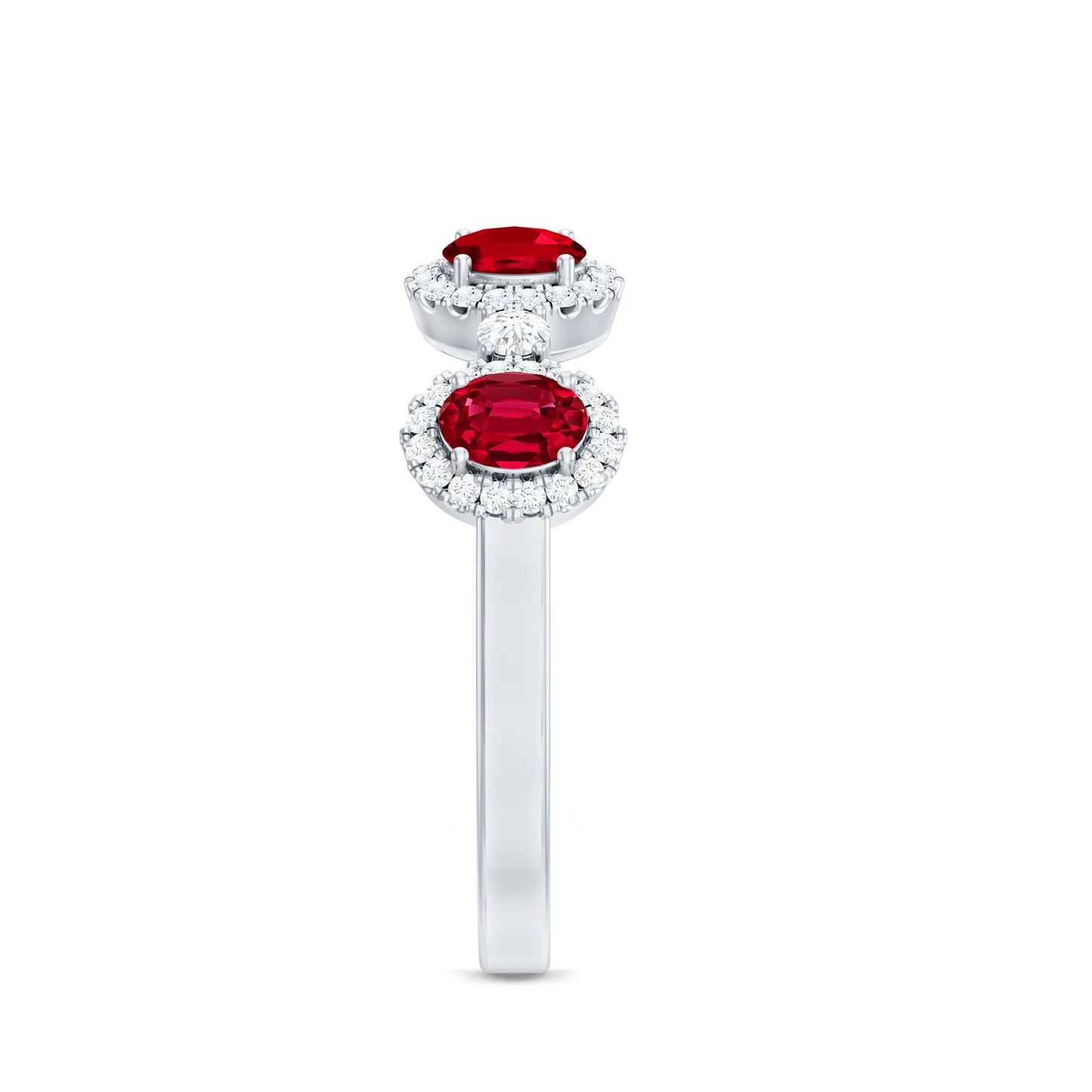 Lab Created Ruby and Diamond Wedding Band