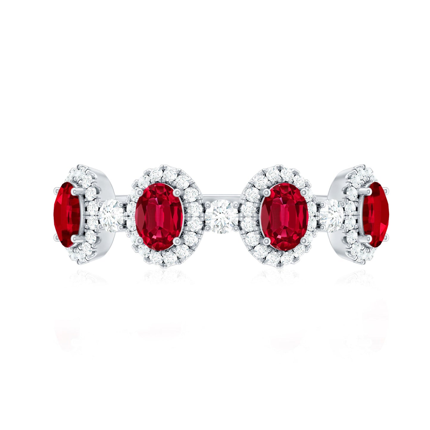 Lab Created Ruby and Diamond Wedding Band