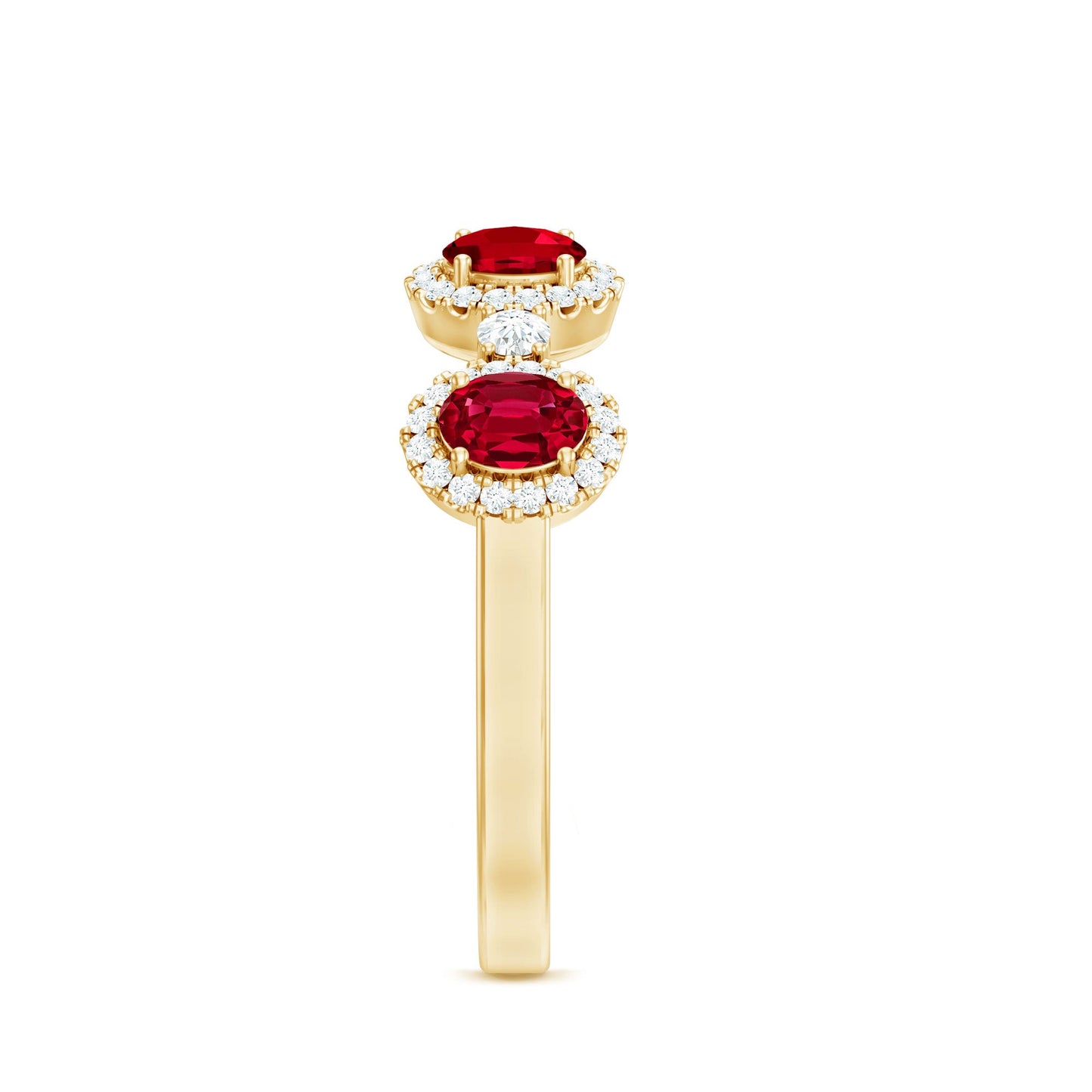 Lab Created Ruby and Diamond Wedding Band