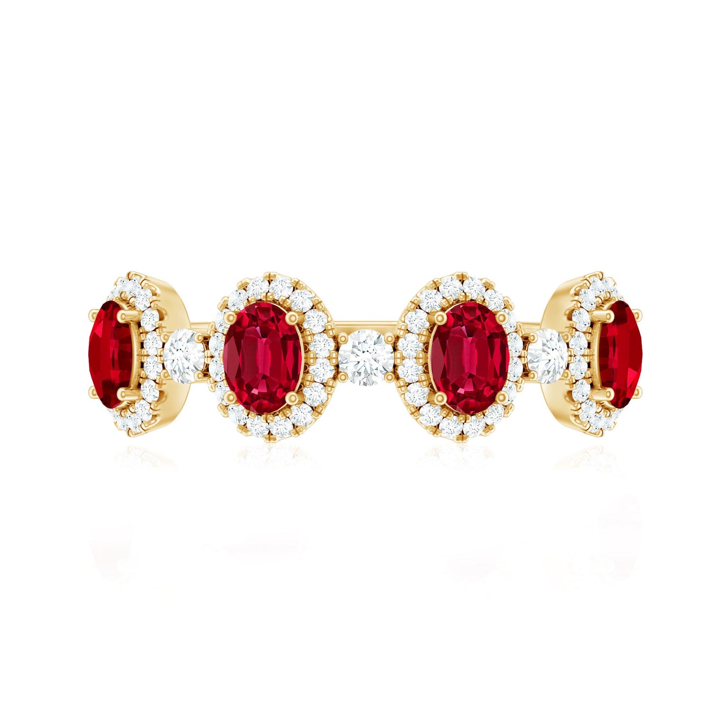 Lab Created Ruby and Diamond Wedding Band