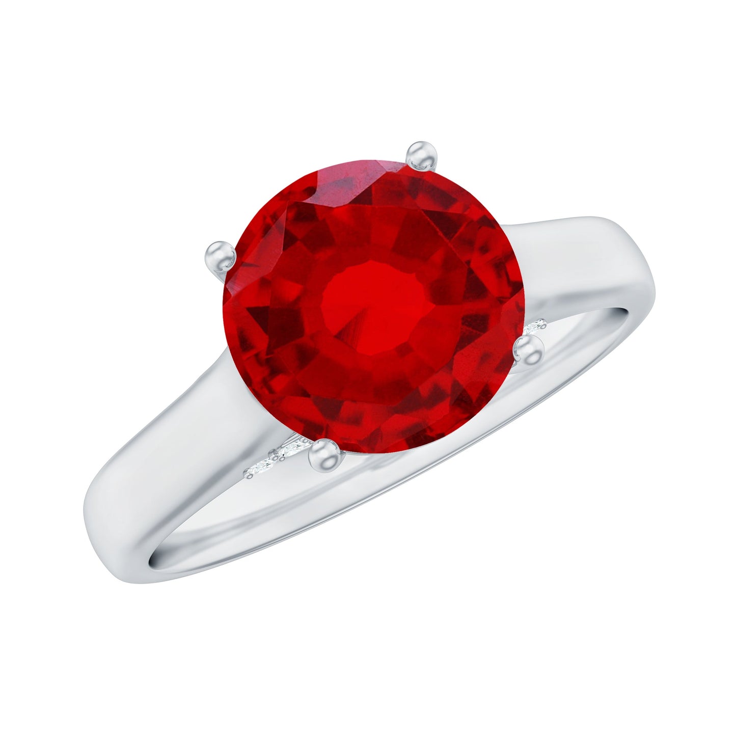 Solitaire 2.3 Carat Lab Created Ruby Engagement Ring with Surprise Diamonds