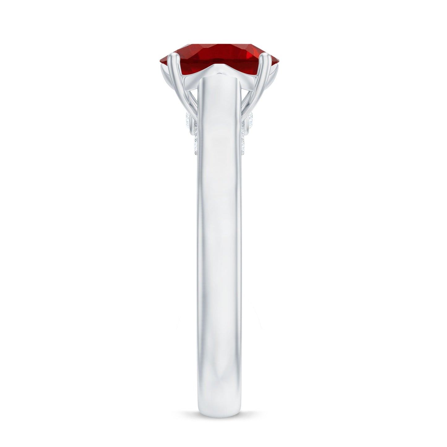Solitaire 2.3 Carat Lab Created Ruby Engagement Ring with Surprise Diamonds