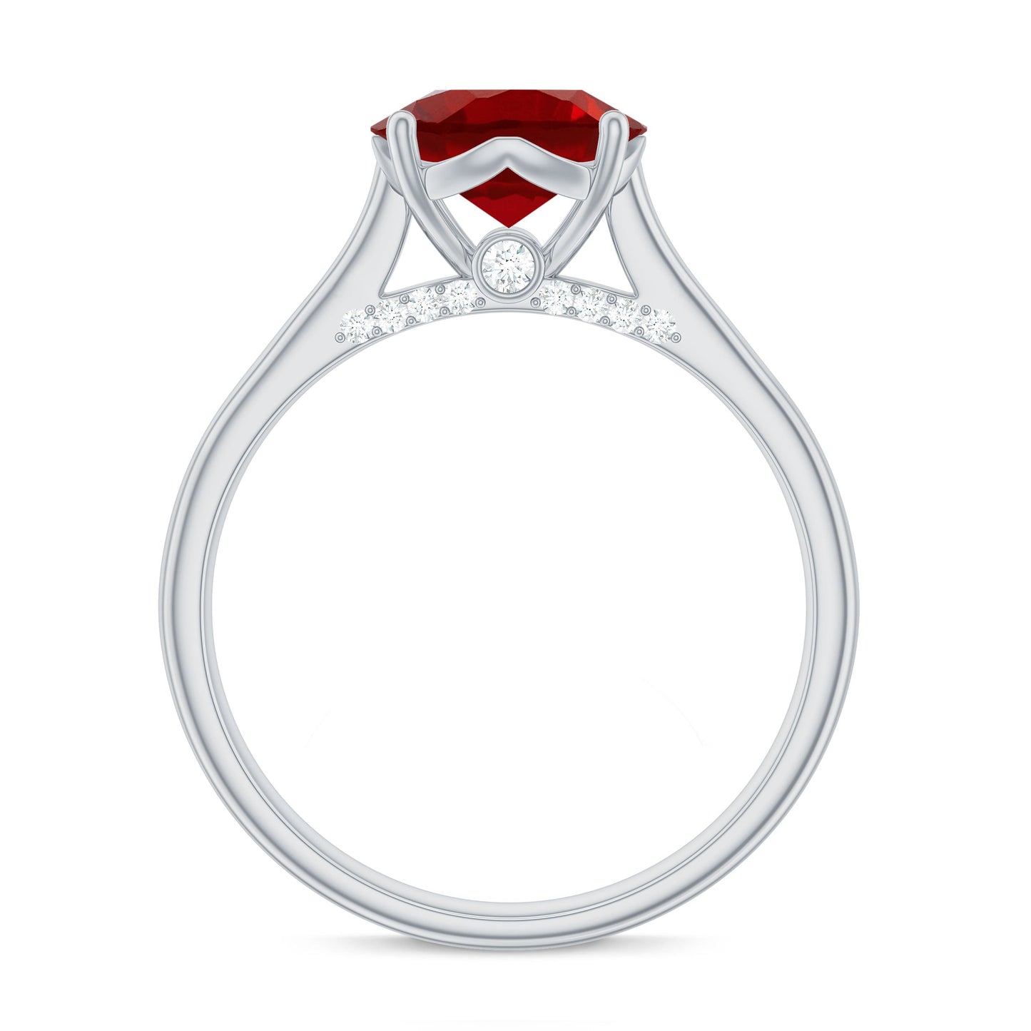 Solitaire 2.3 Carat Lab Created Ruby Engagement Ring with Surprise Diamonds