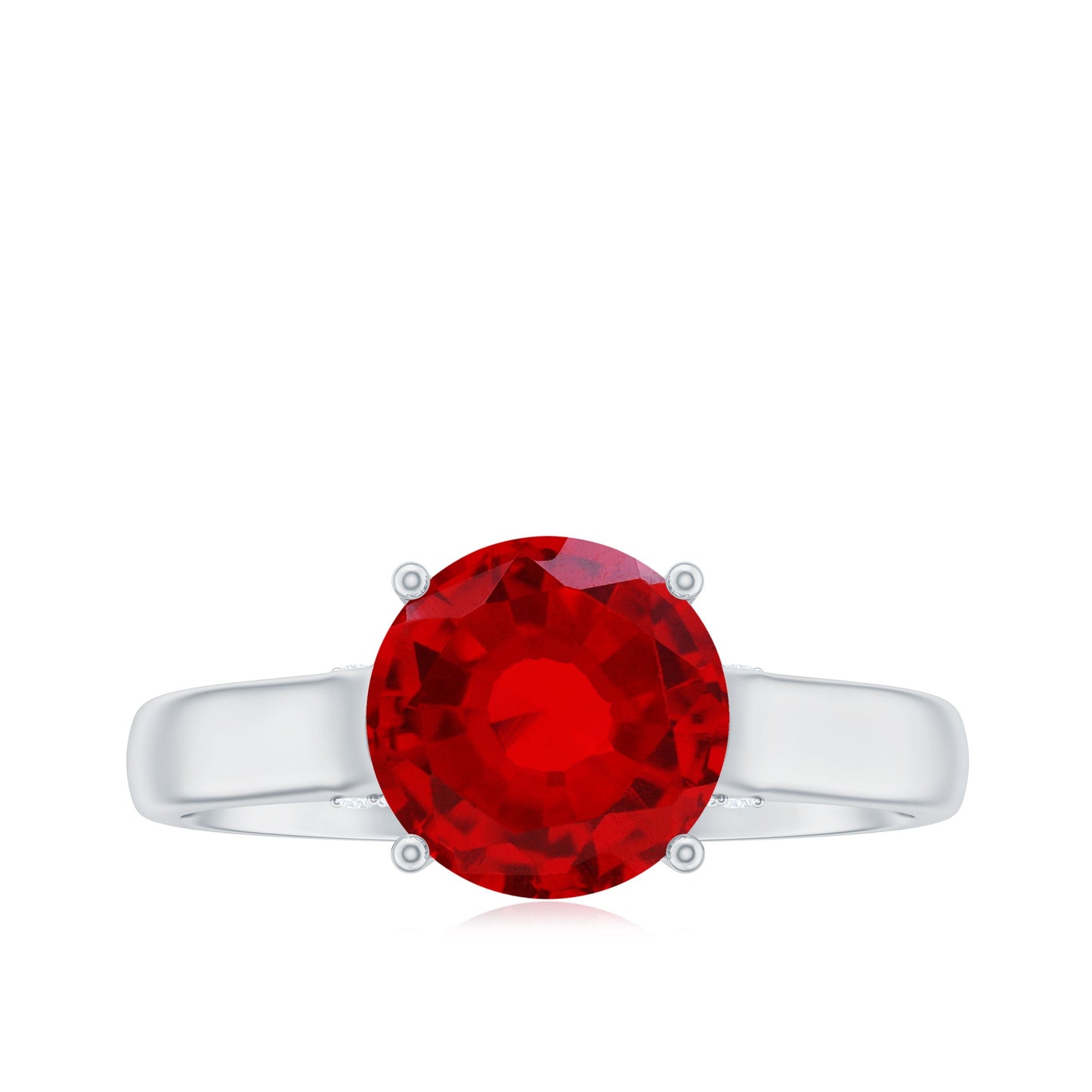Solitaire 2.3 Carat Lab Created Ruby Engagement Ring with Surprise Diamonds