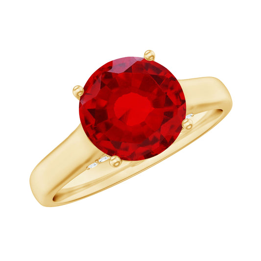 Solitaire 2.3 Carat Lab Created Ruby Engagement Ring with Surprise Diamonds