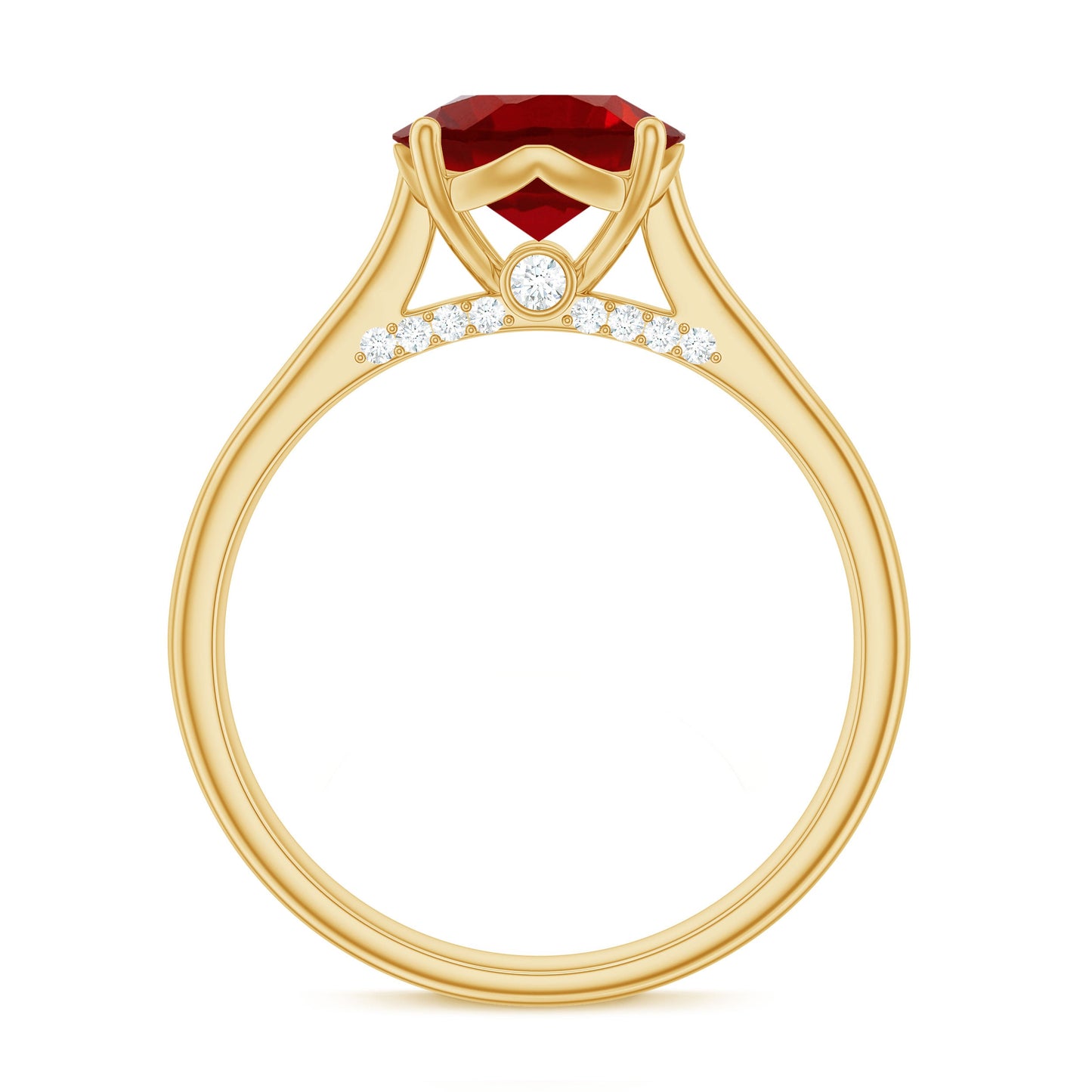 Solitaire 2.3 Carat Lab Created Ruby Engagement Ring with Surprise Diamonds