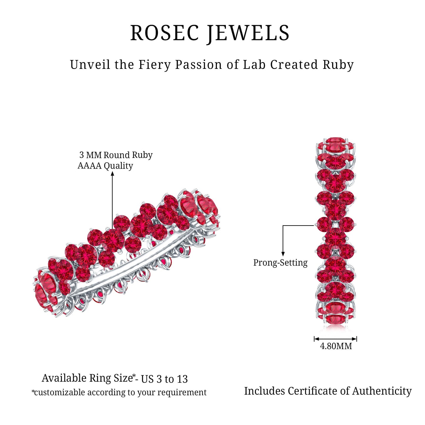 Lab Created Ruby Cluster Wedding Band for Women