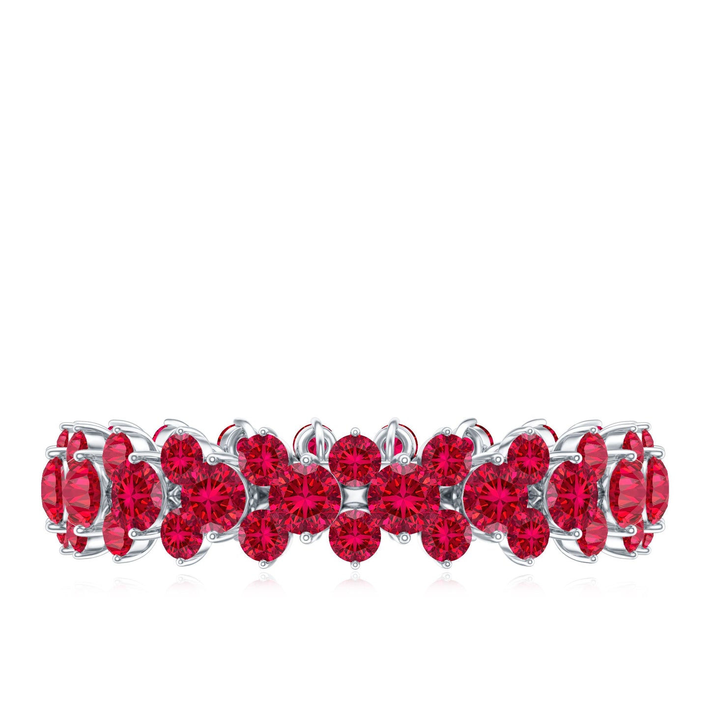 Lab Created Ruby Cluster Wedding Band for Women