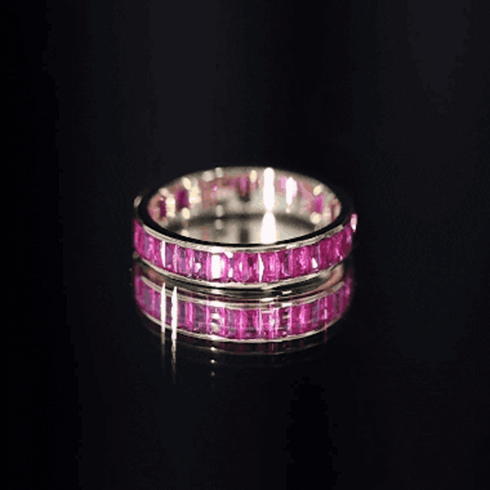 Certified Lab Grown Ruby Baguette Eternity Band for Women