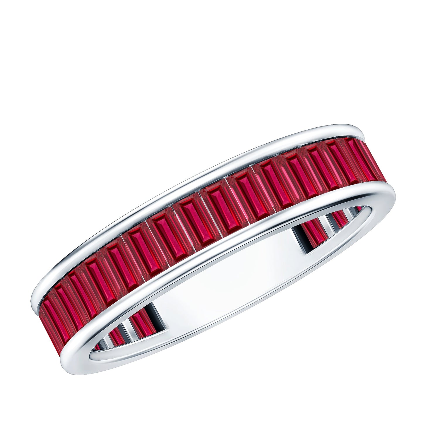 Certified Lab Grown Ruby Baguette Eternity Band for Women