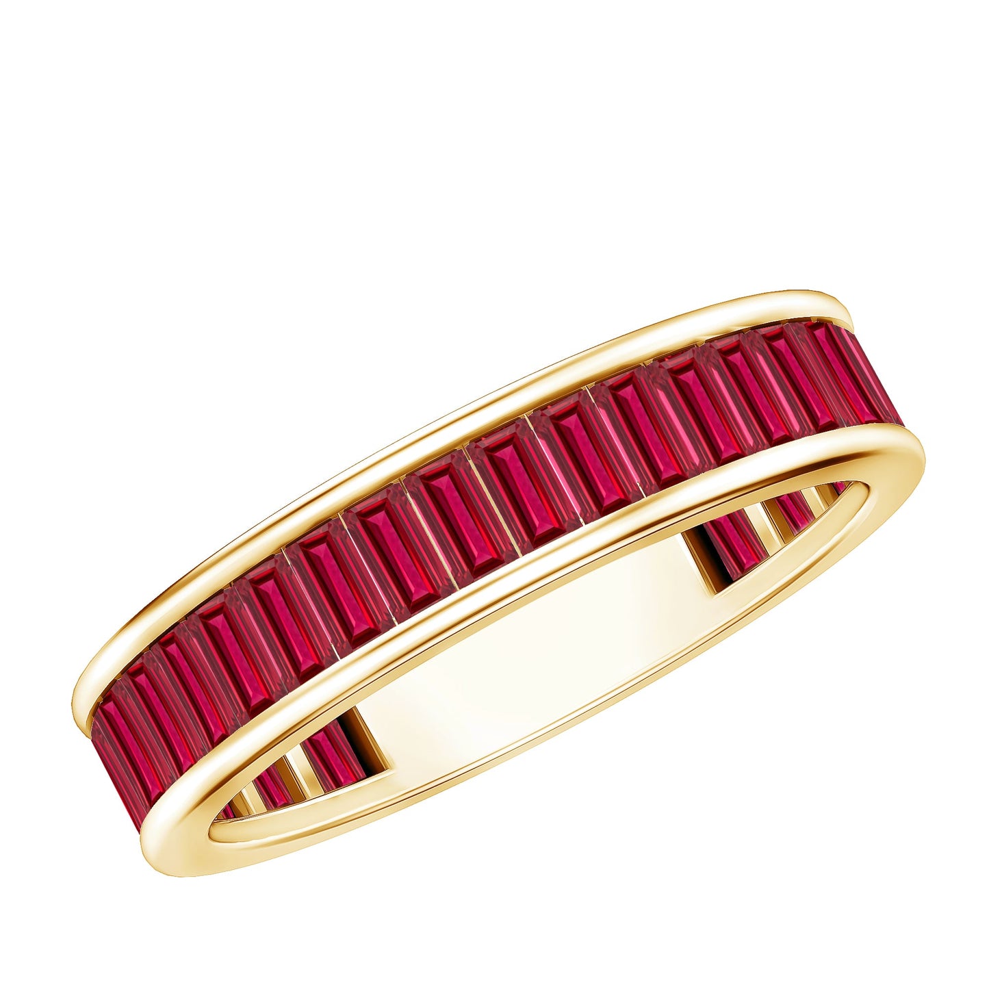 Certified Lab Grown Ruby Baguette Eternity Band for Women