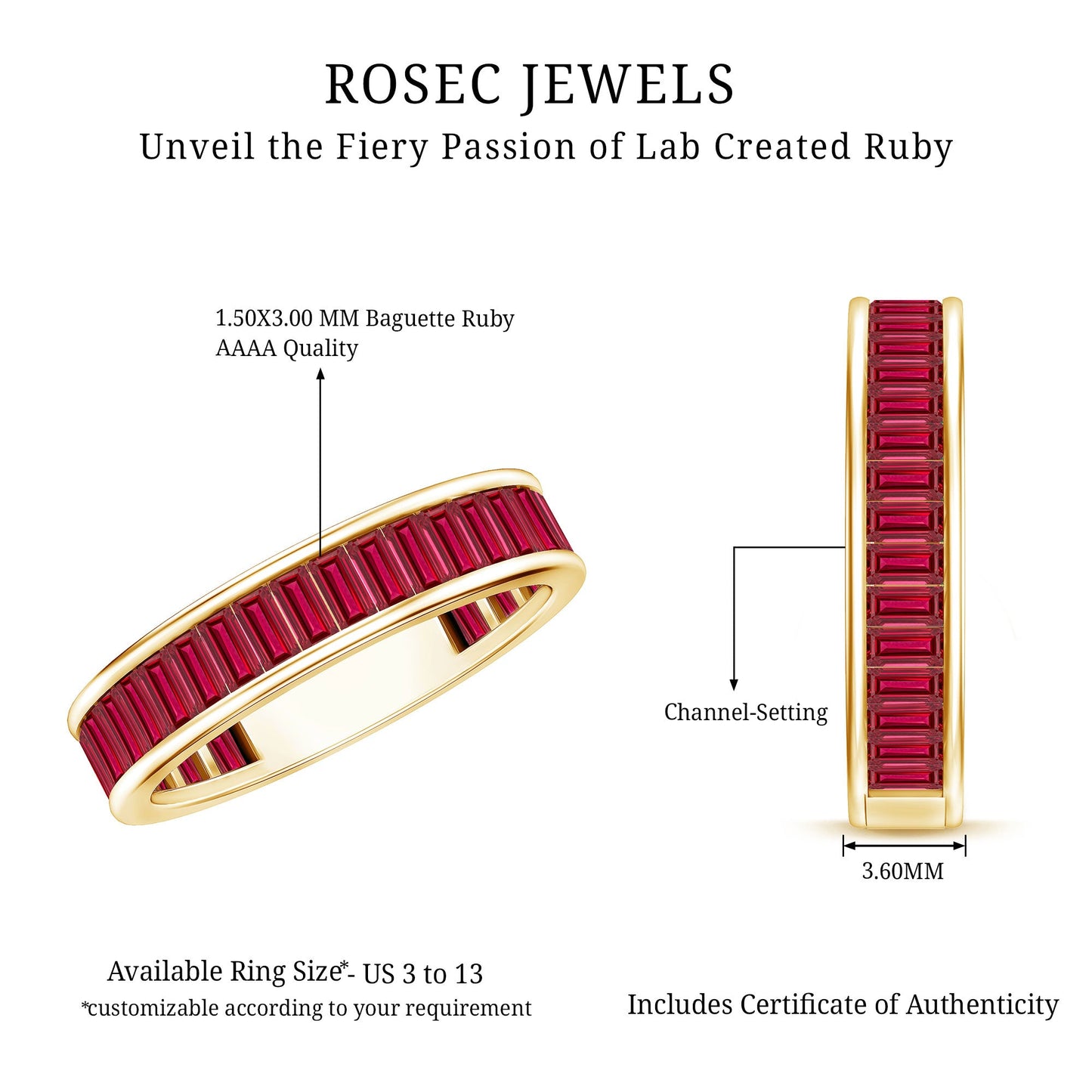 Certified Lab Grown Ruby Baguette Eternity Band for Women