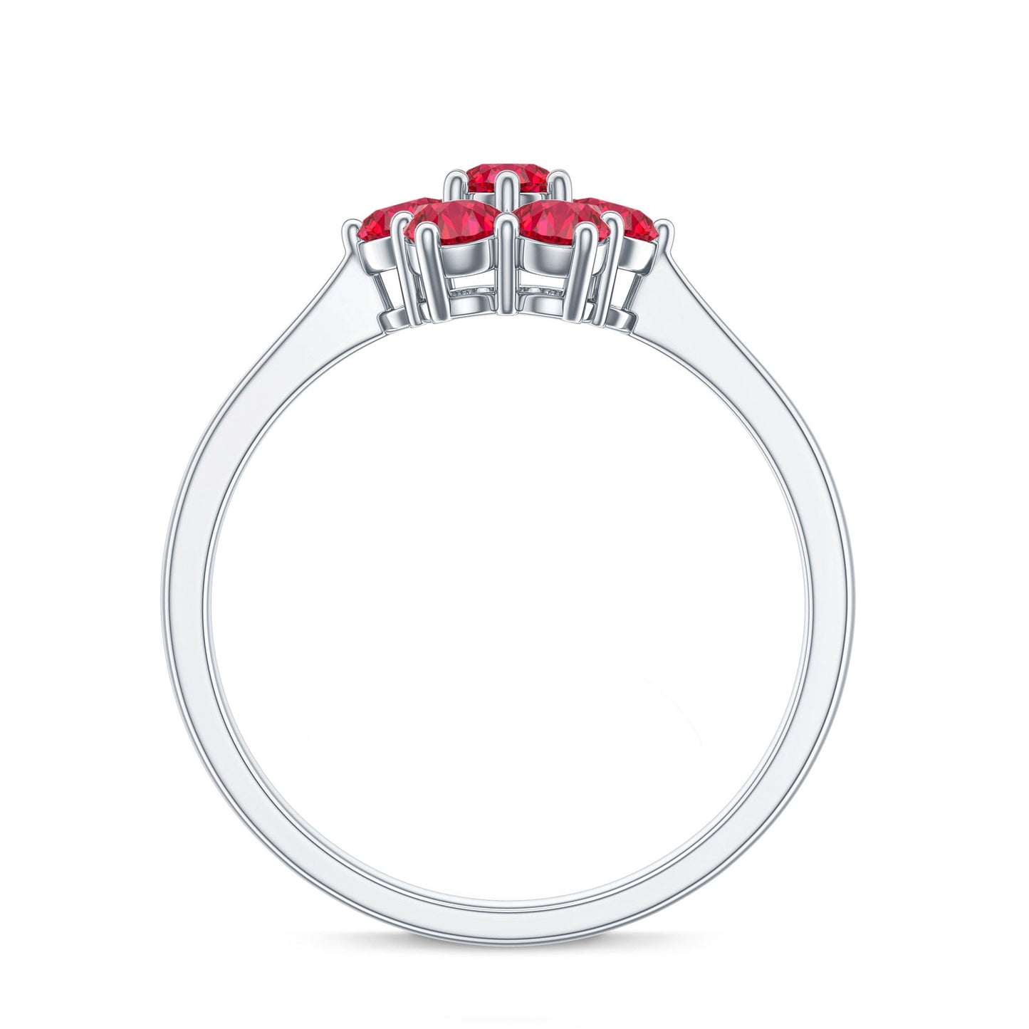 Certified Round Cut Lab Created Ruby Cluster Flower Ring