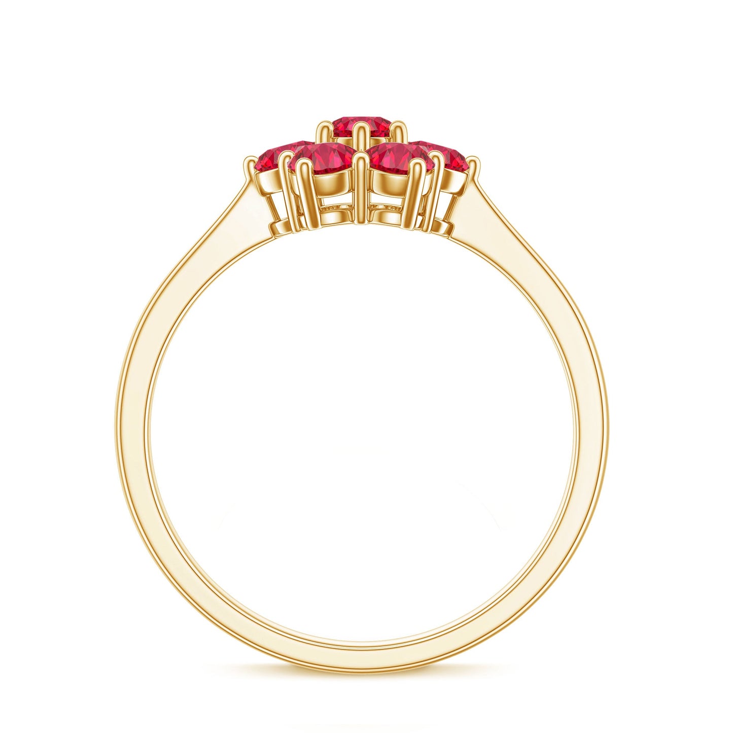 Certified Round Cut Lab Created Ruby Cluster Flower Ring