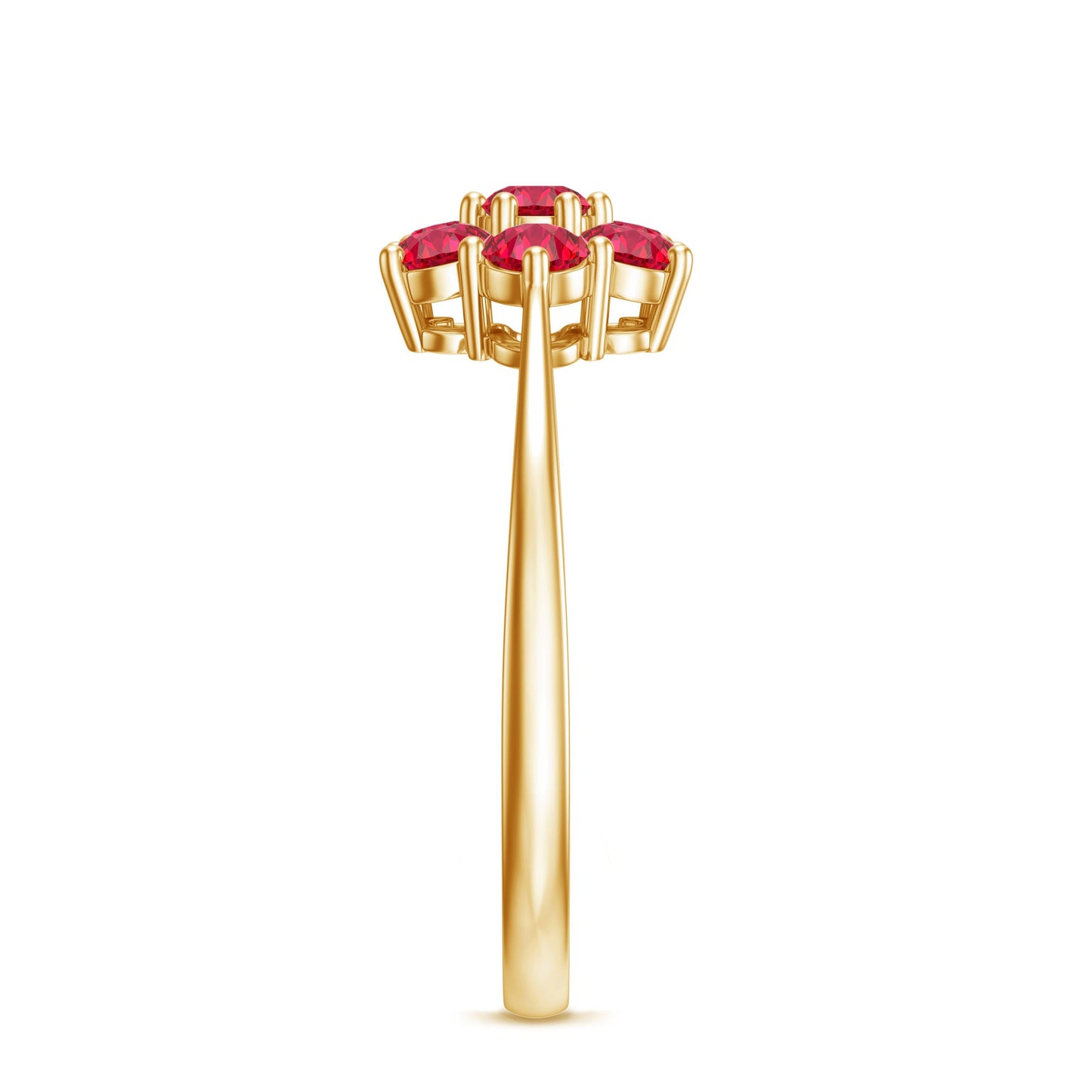 Certified Round Cut Lab Created Ruby Cluster Flower Ring