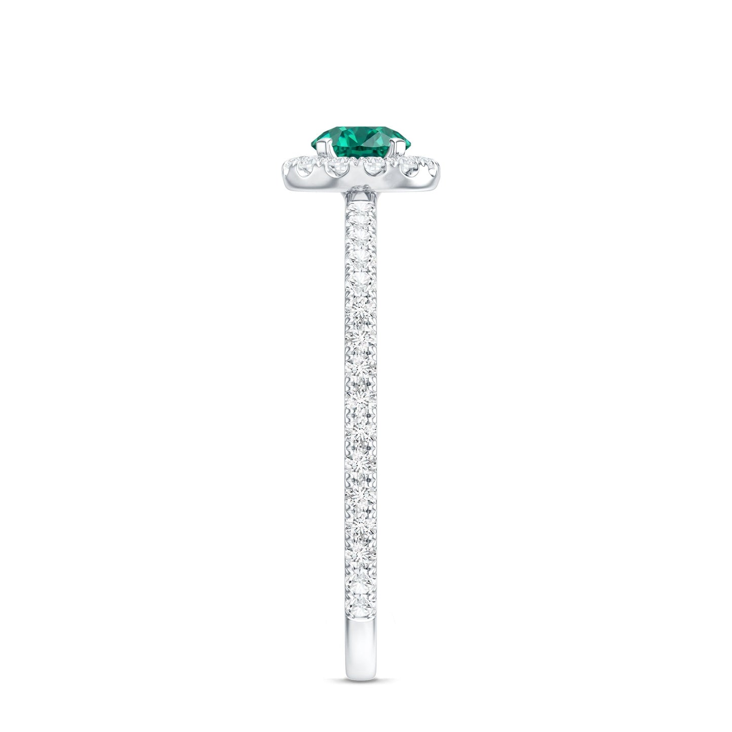 Certified Lab Grown Emerald Engagement Ring with Diamond Halo