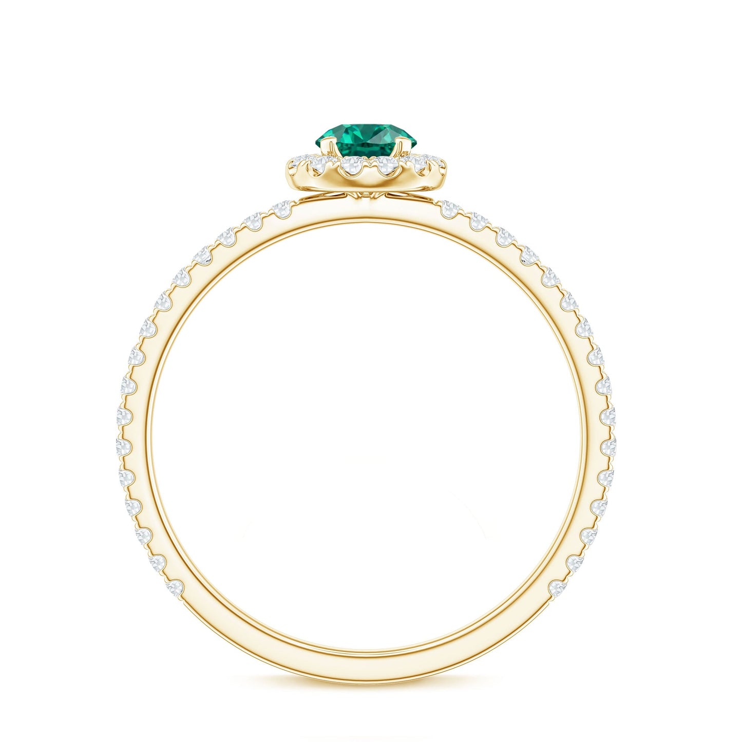 Certified Lab Grown Emerald Engagement Ring with Diamond Halo
