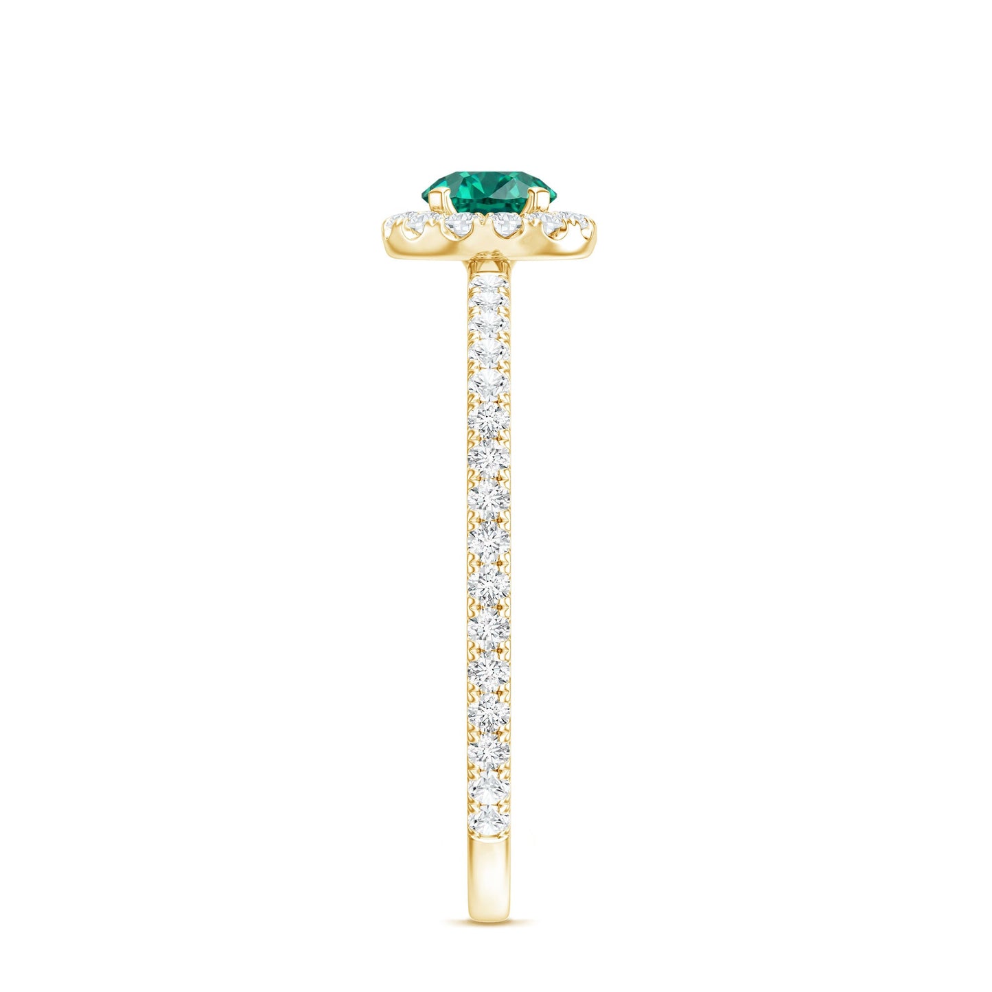 Certified Lab Grown Emerald Engagement Ring with Diamond Halo