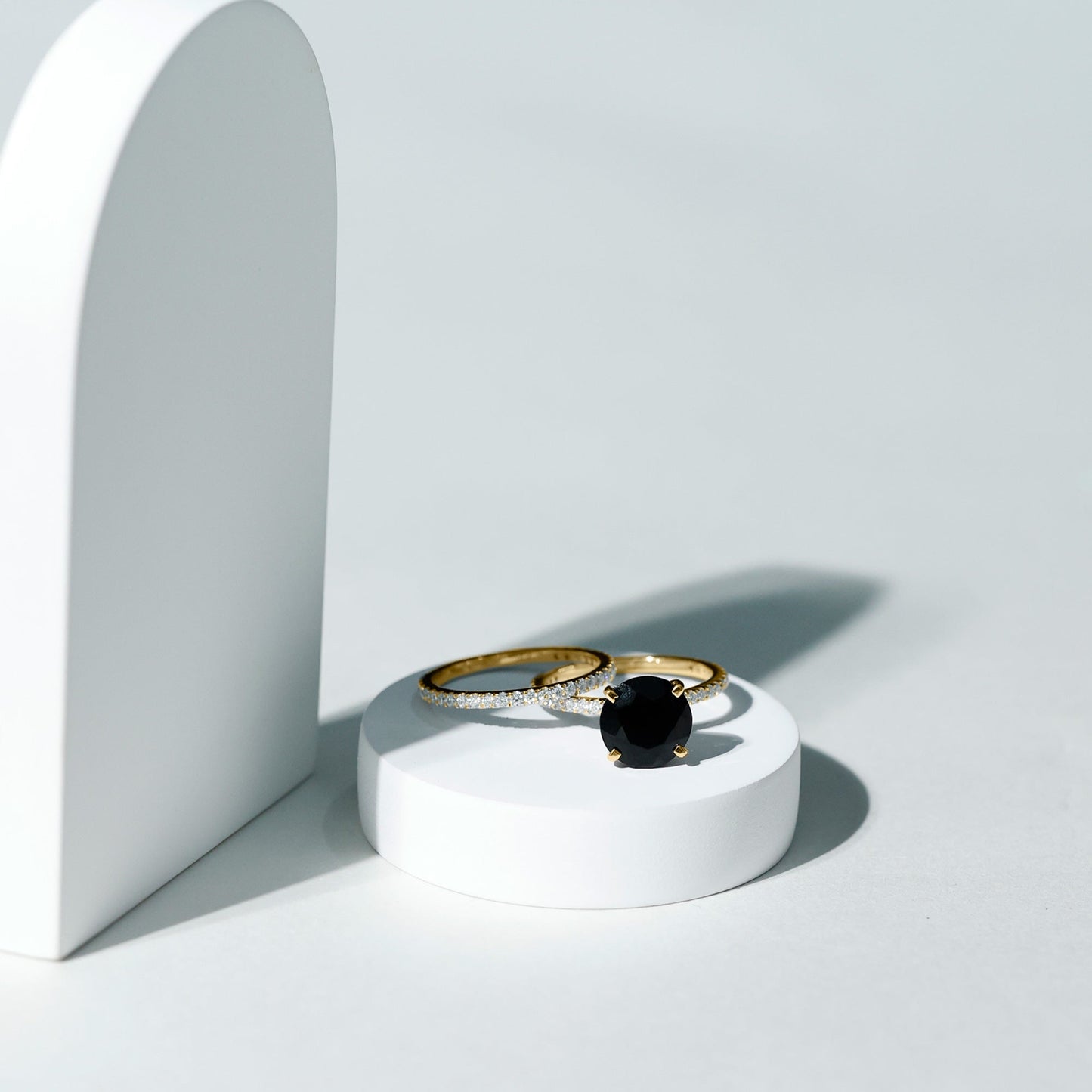 Certified 4.5 Carat Lab Grown Black Diamond Engagement Ring with Moissanite Wedding Band