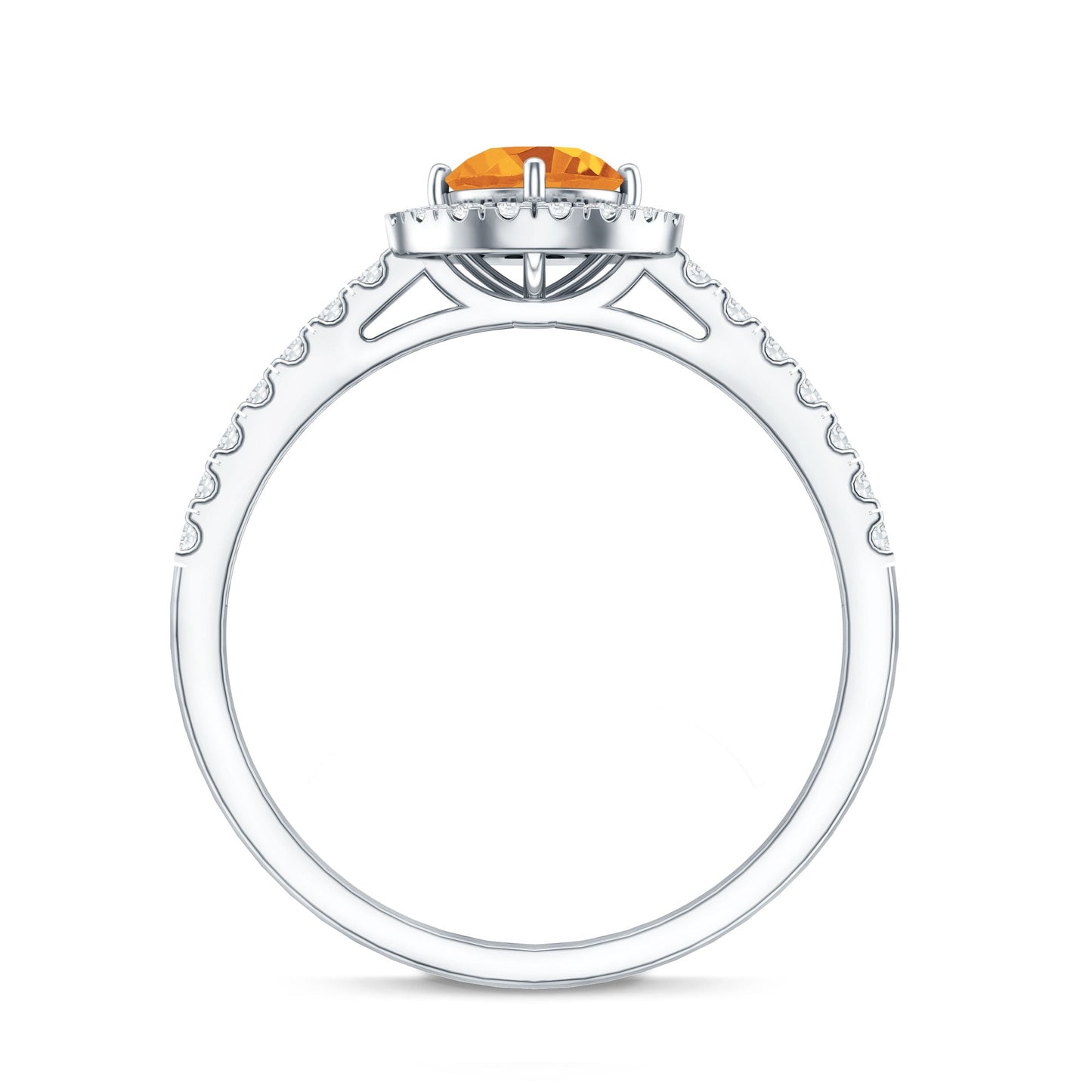 Minimalist Citrine Diamond Engagement Ring with Halo