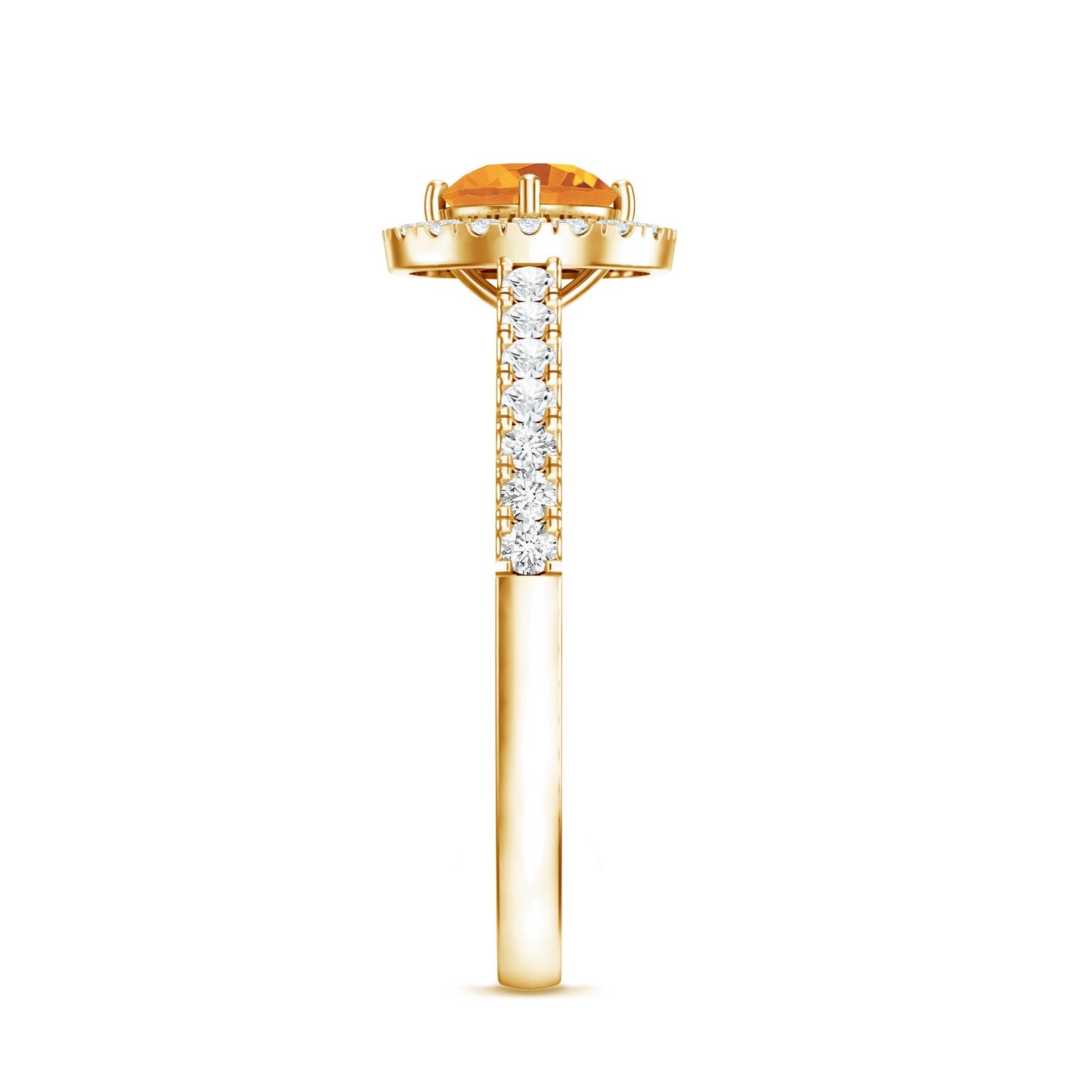 Minimalist Citrine Diamond Engagement Ring with Halo
