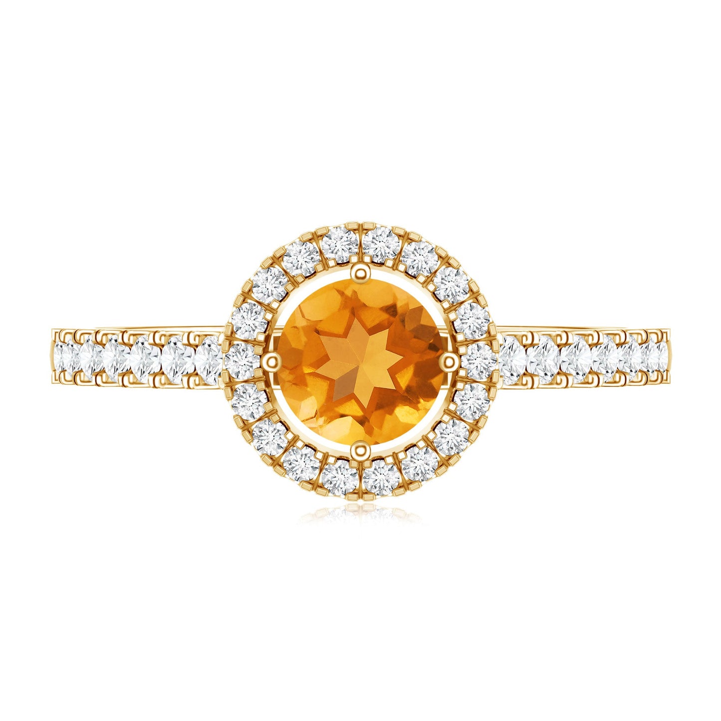 Minimalist Citrine Diamond Engagement Ring with Halo