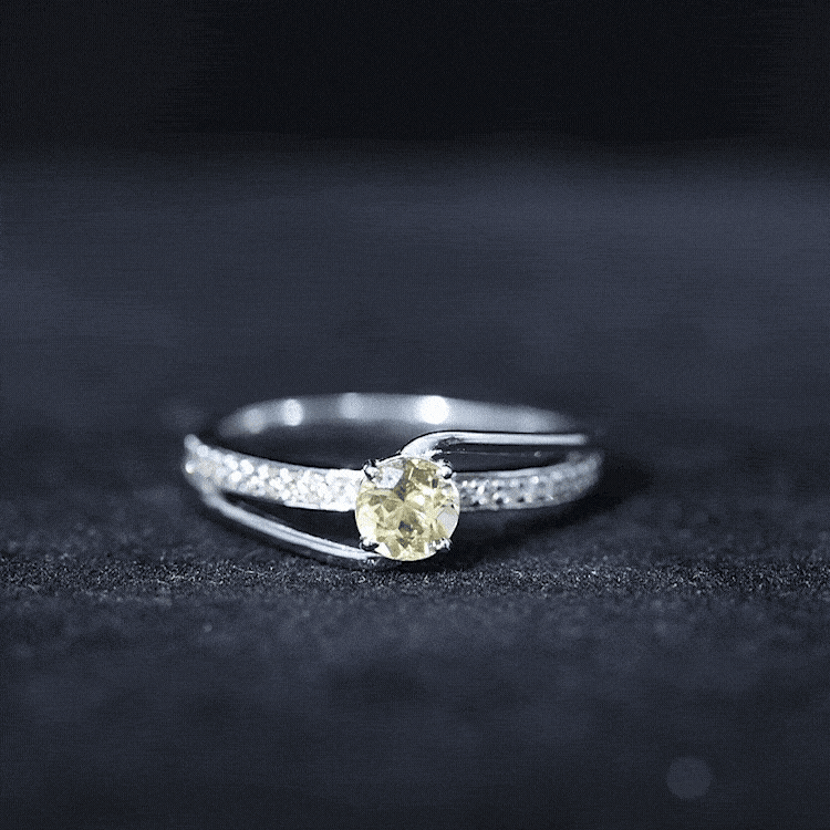Natural Citrine Engagement Ring with Diamond Bypass Shank
