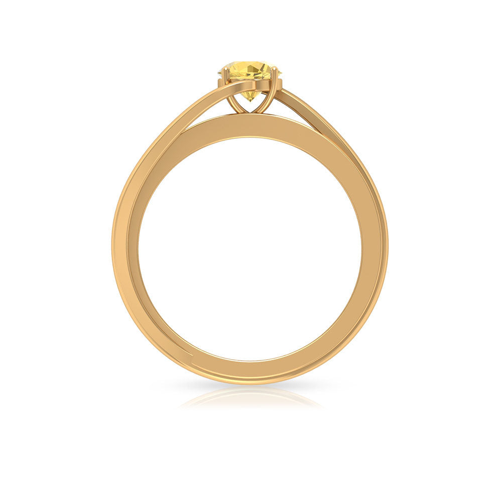 Natural Citrine Engagement Ring with Diamond Bypass Shank