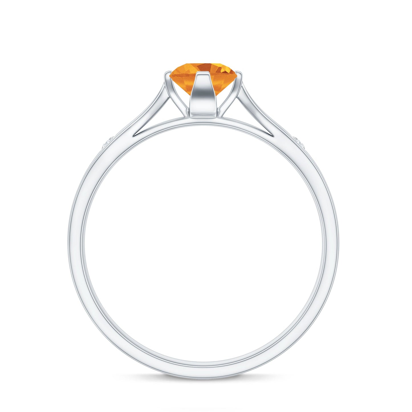 Certified Real Citrine Promise Ring with Diamond