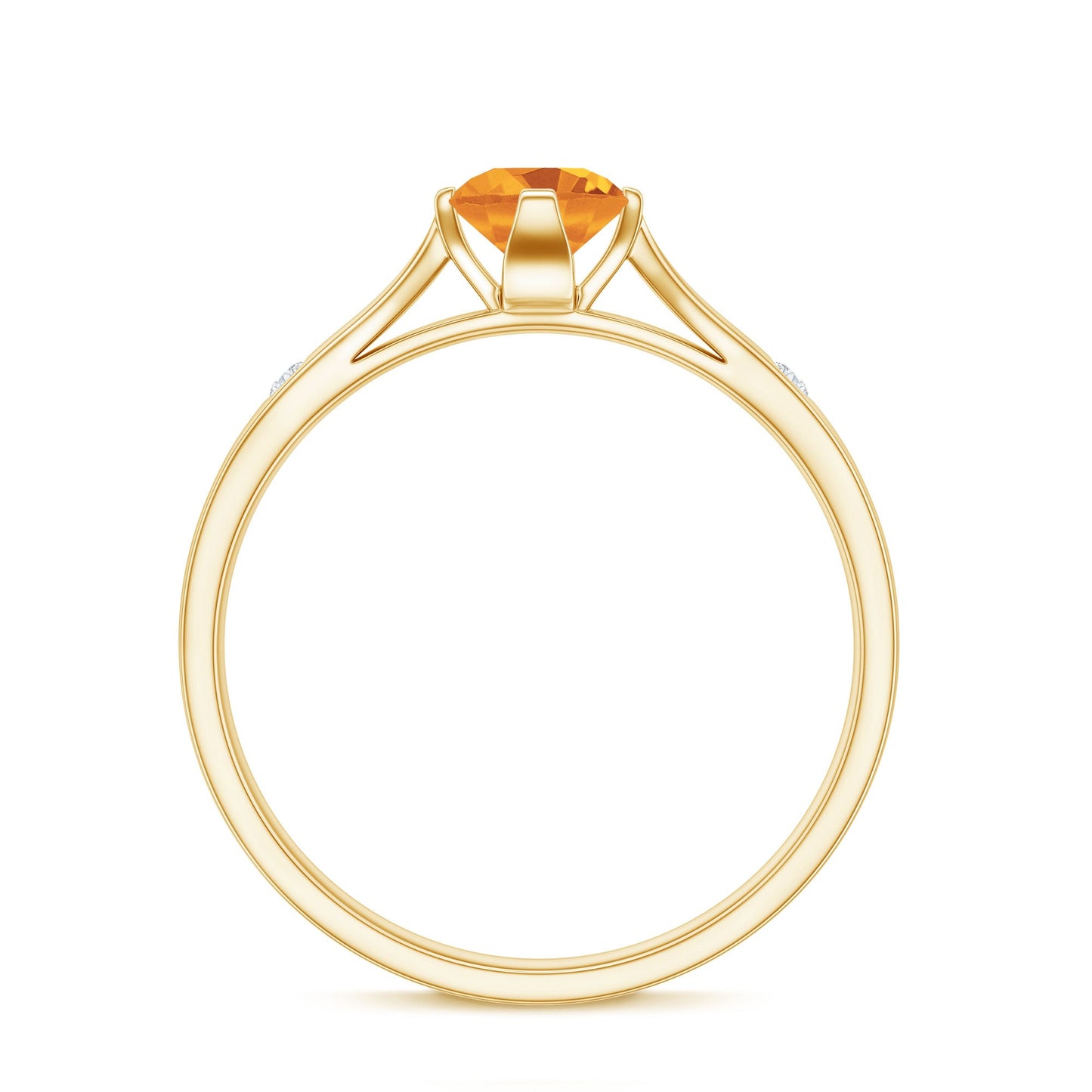 Certified Real Citrine Promise Ring with Diamond