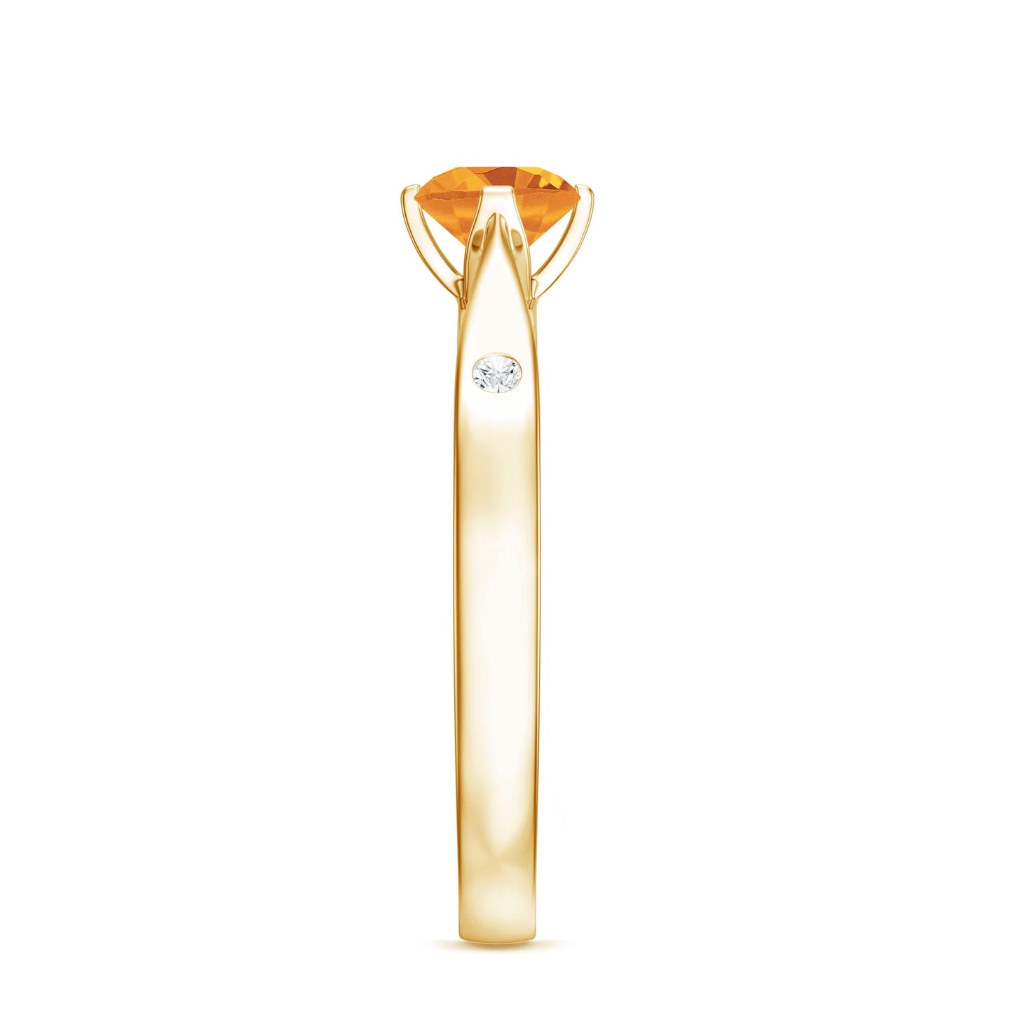 Certified Real Citrine Promise Ring with Diamond