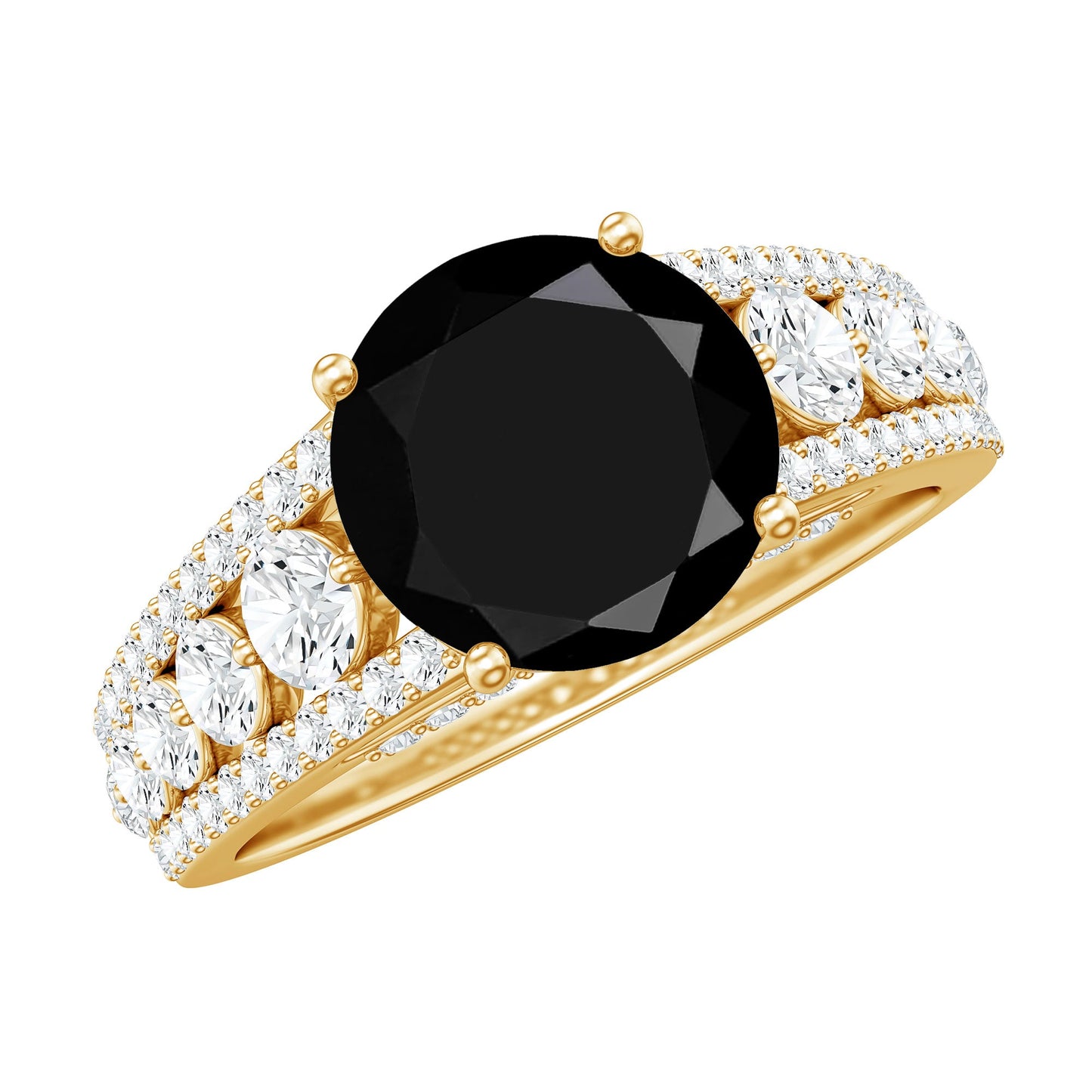 Lab-Created Black Diamond Statement Engagement Ring with Moissanite