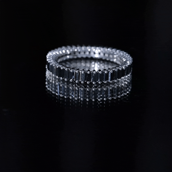 Certified Baguette Lab Grown Black Diamond Eternity Ring for Anniversary